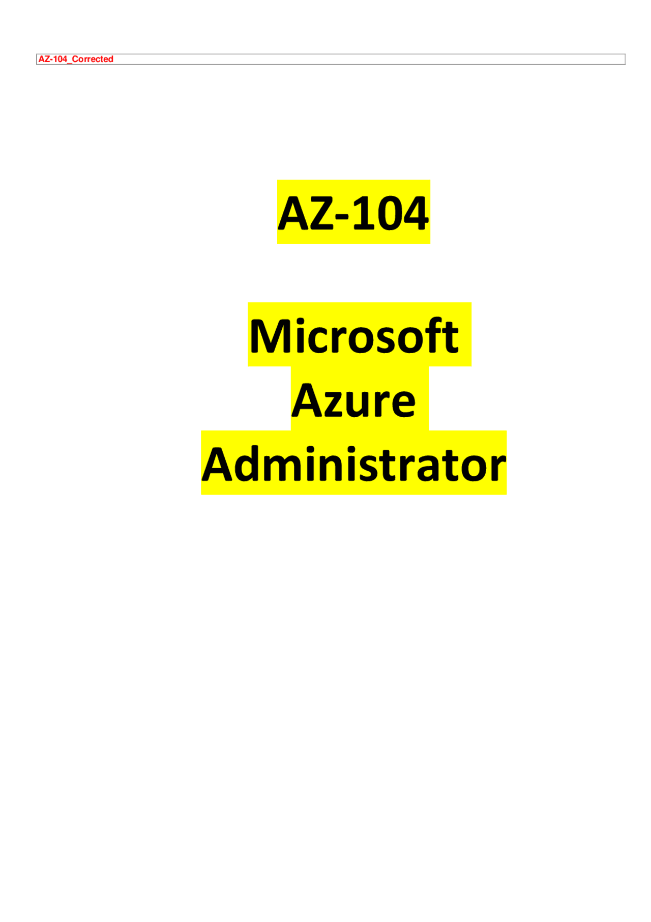 AZ-104_Corrected (VERIFIED) | Exams Computer Science | Docsity