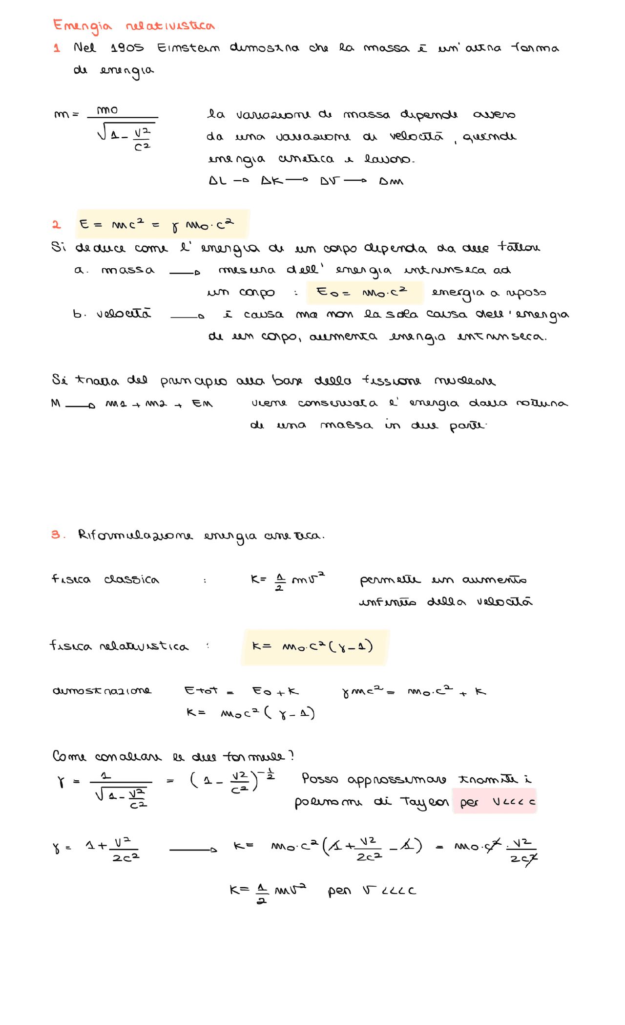 9 Energia relativistica Appunti di Fisica Docsity