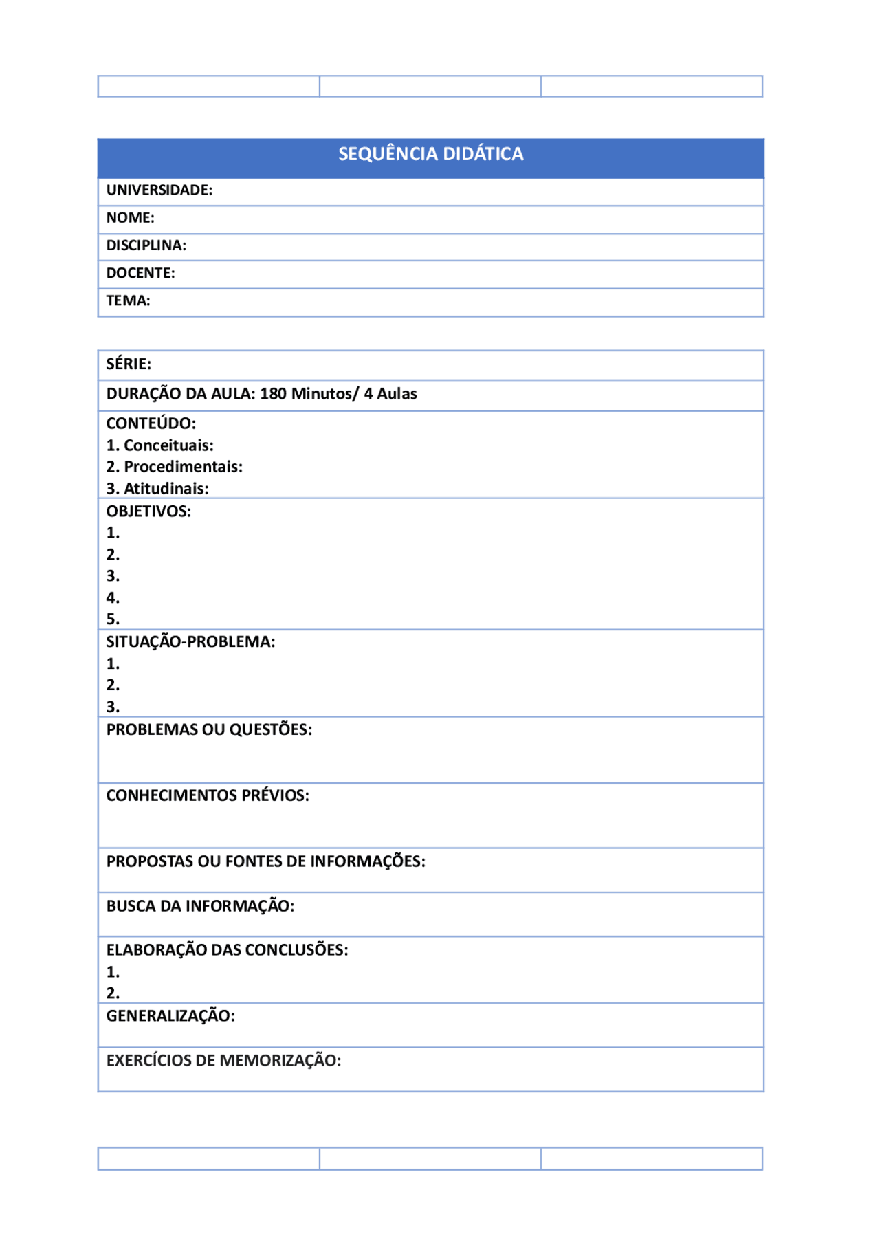 MODELO DE SEQUENCIA DIDATICA | Esquemas Pedagogia | Docsity