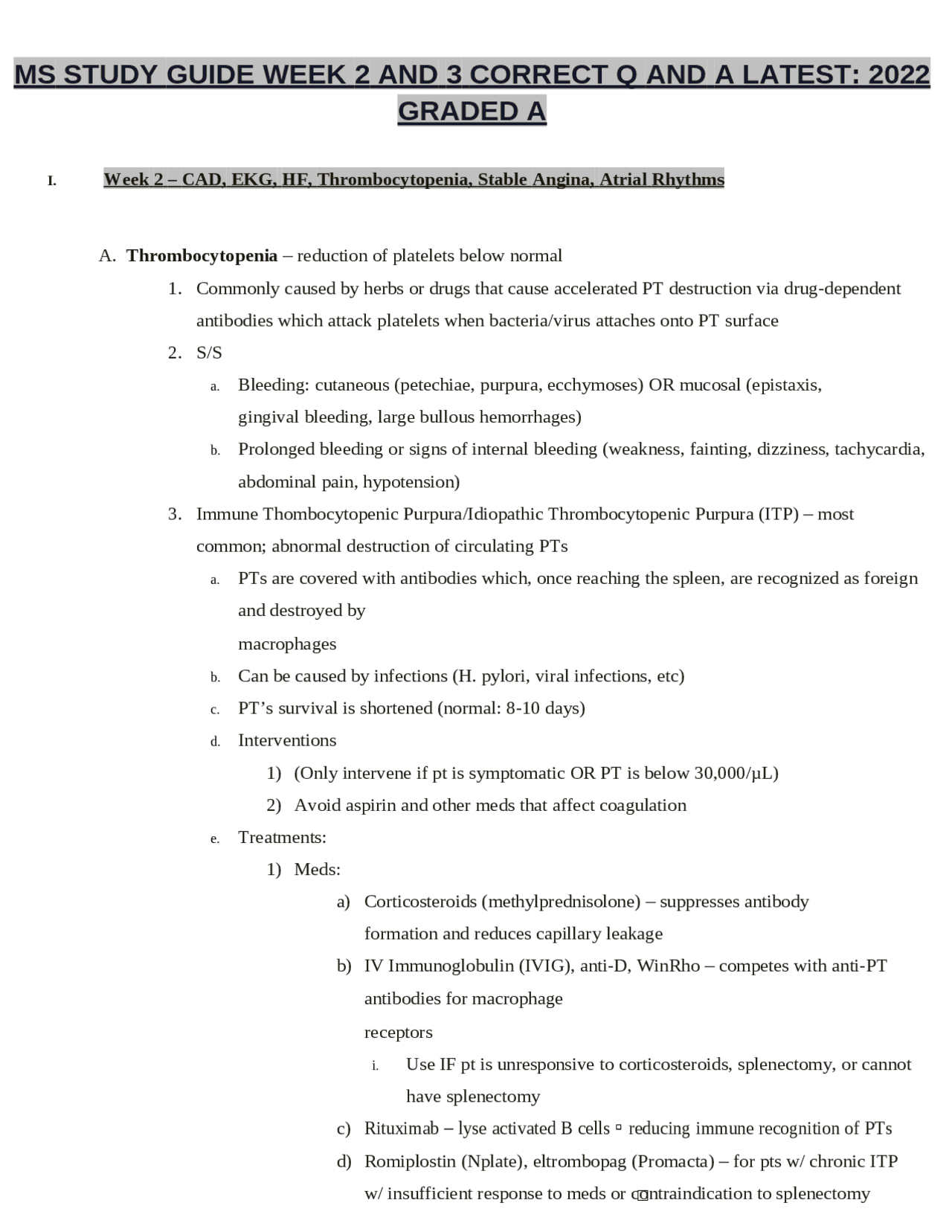 Ms Studies MS STUDY GUIDE WEEK 2 AND 3 CORRECT Q AND A LATEST: 2022 GRADED A ...
