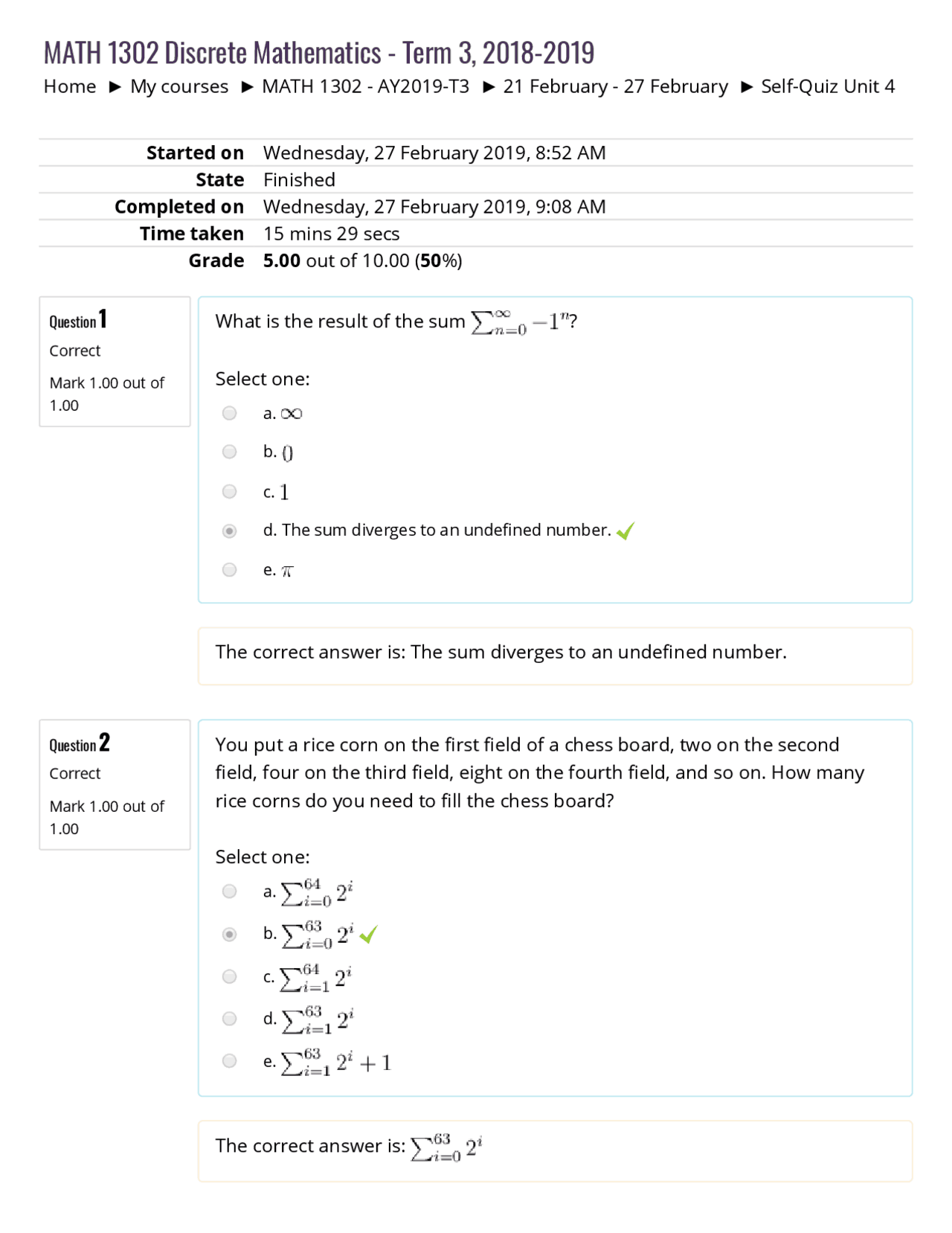 Discrete Math Quiz Example MATH 1302 Self-Quiz Unit 4 - Discrete Math | Quizzes Discrete ...
