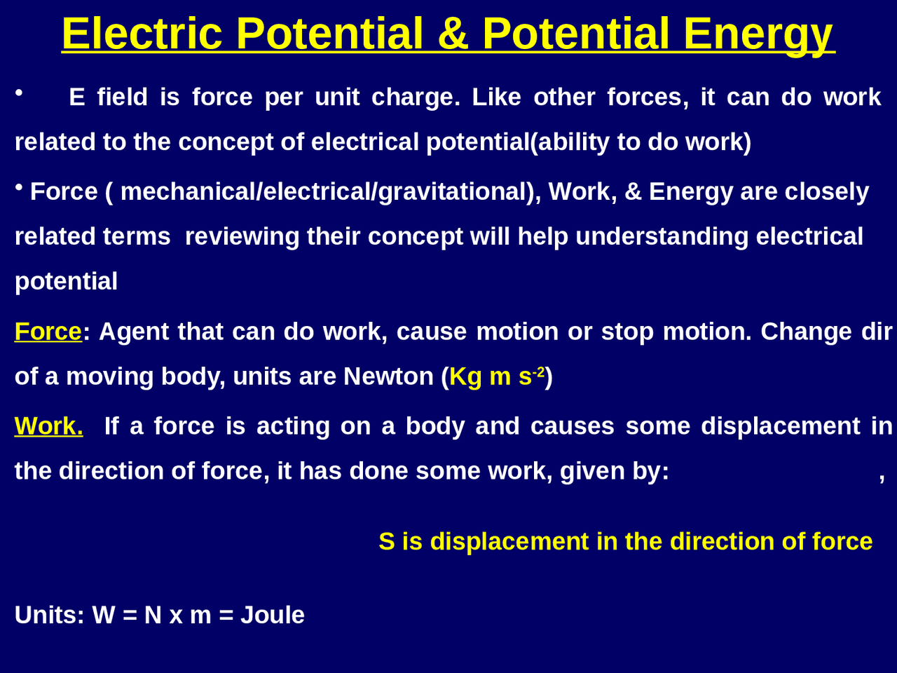 POTENTIAL POINT IN APPLIED PHYSICS | Slides Physics | Docsity