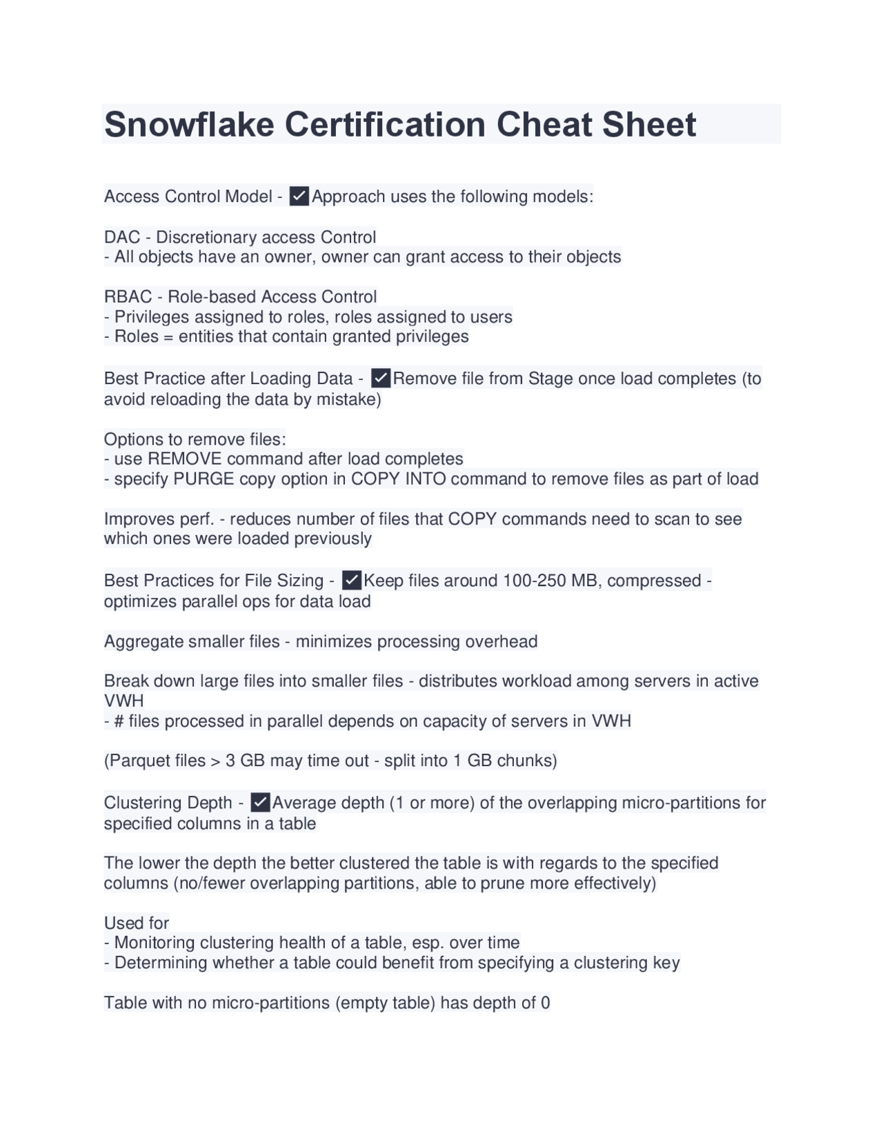 Snowflake Certification Cheat Sheet Exam 2022/2023 | Exams Nursing ...