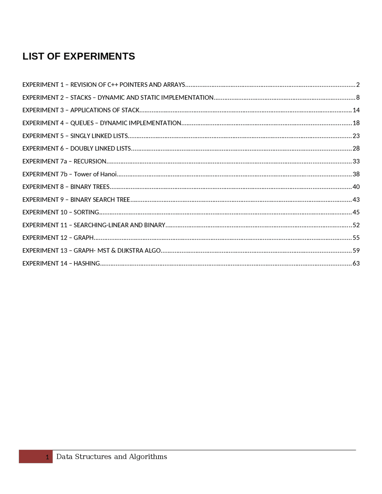LAB REPORT FOR DATA STRUCTURE AND ALGORITHMS ALL CONCEPTS COVERED | Lab ...