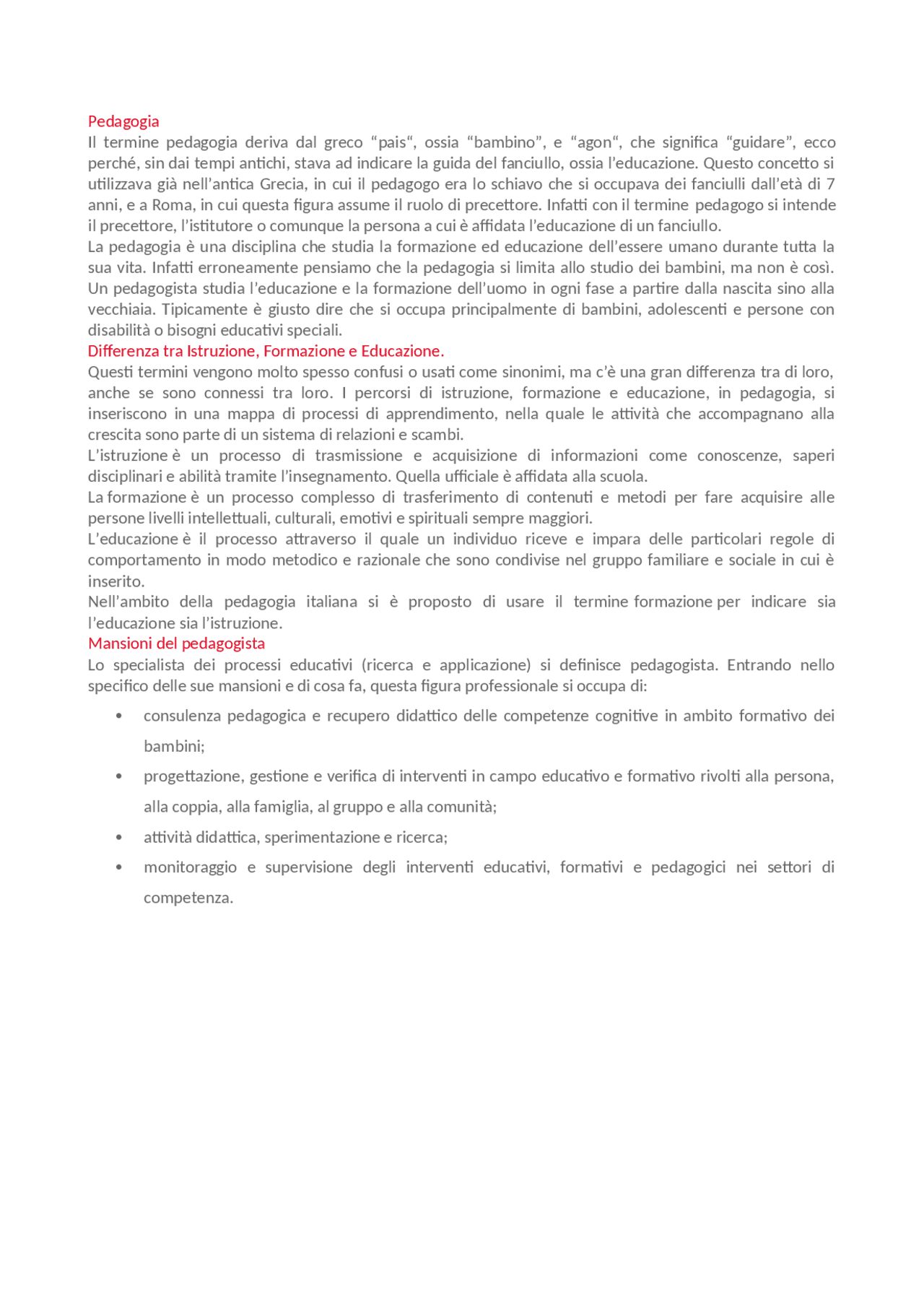 Cosa è la pedagogia | Appunti di Pedagogia | Docsity