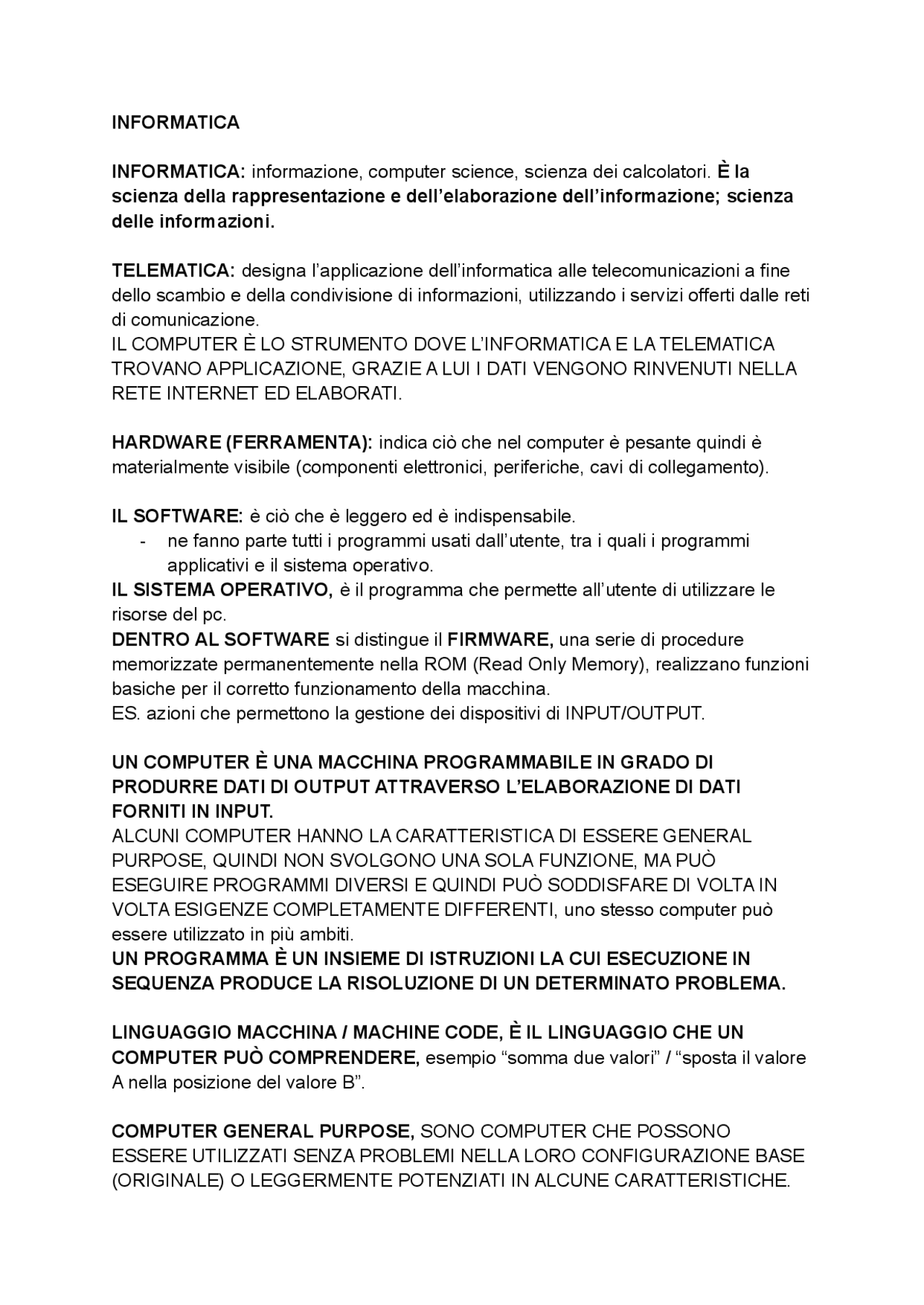 Basi iniziali di informatica (input e output) | Schemi e mappe ...