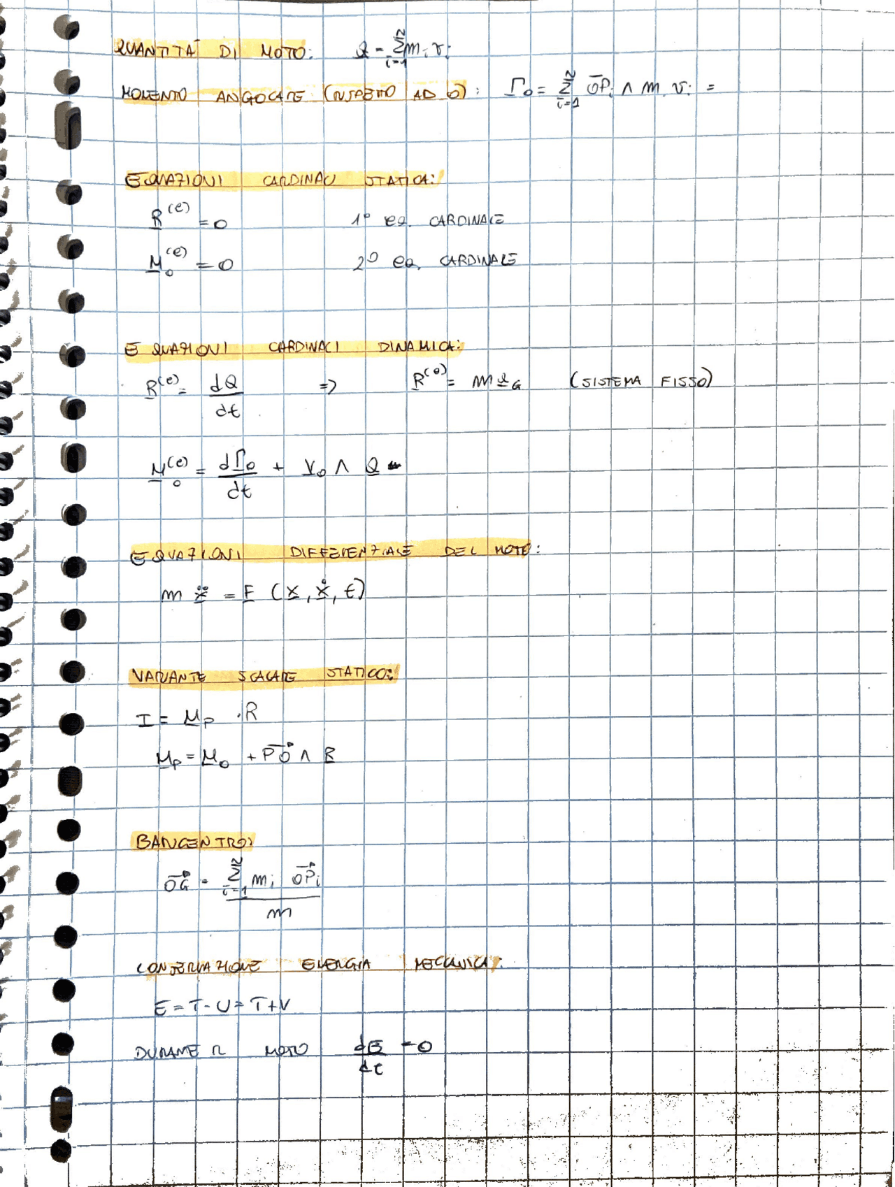 riassunto formule meccanica razionale Schemes and Mind Maps of