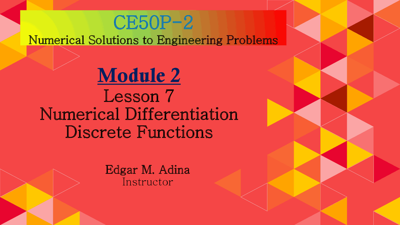 Numeric Differentiation of Discrete Functions Lecture notes
