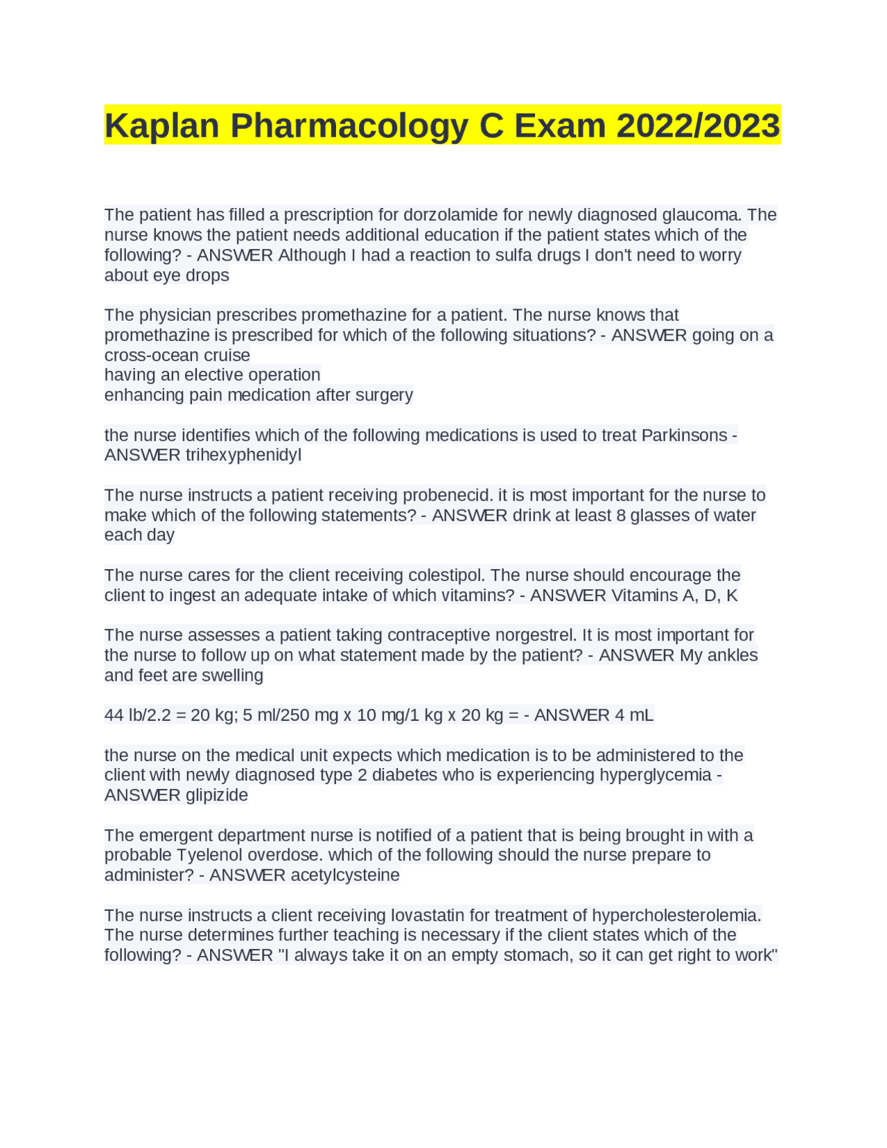 Kaplan Pharmacology C Ngn Quizlet - at69lqj
