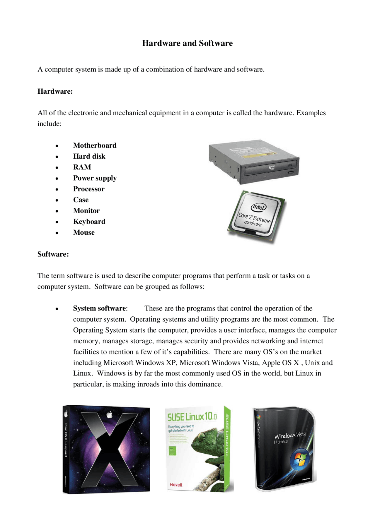 PC Parts and Components | Essays (high school) Computer science - Docsity