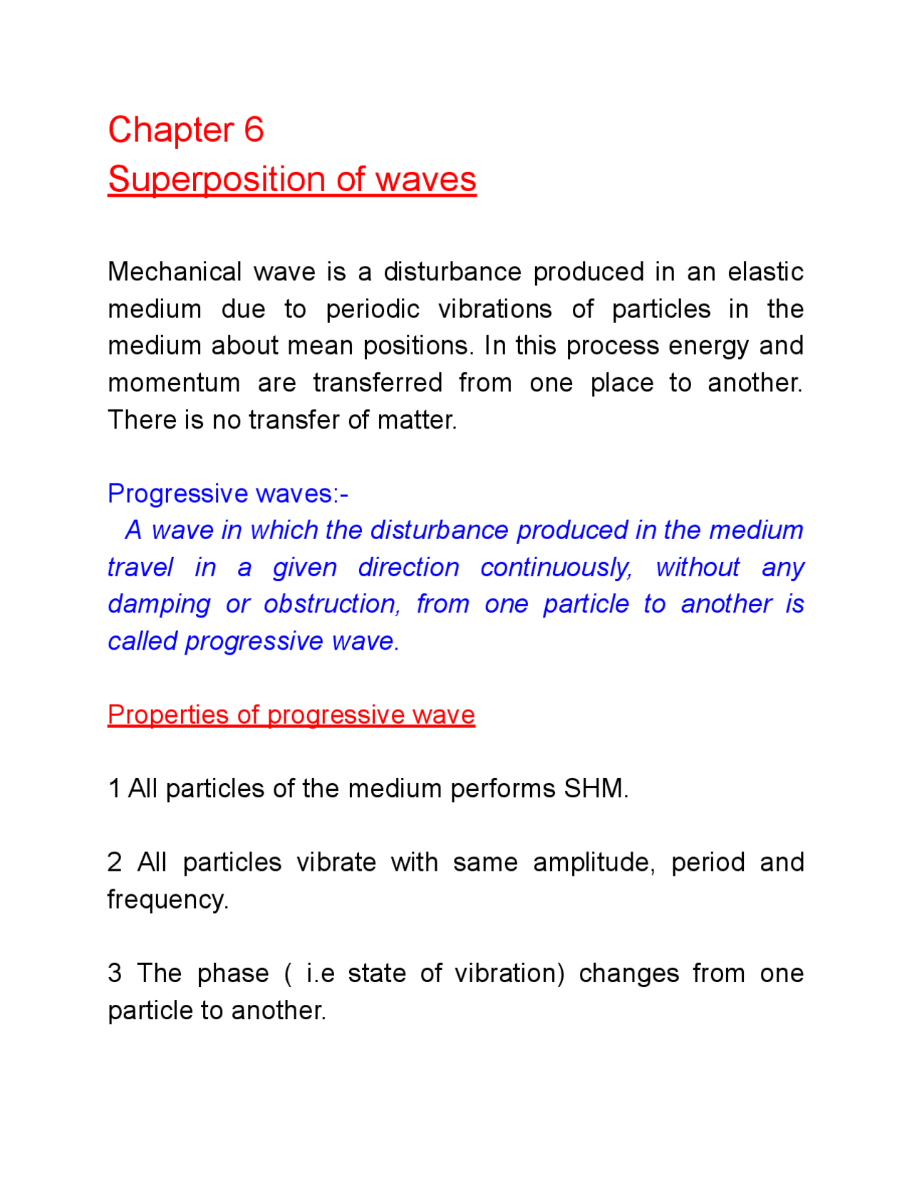 Superposition of wave | Lecture notes Physics | Docsity