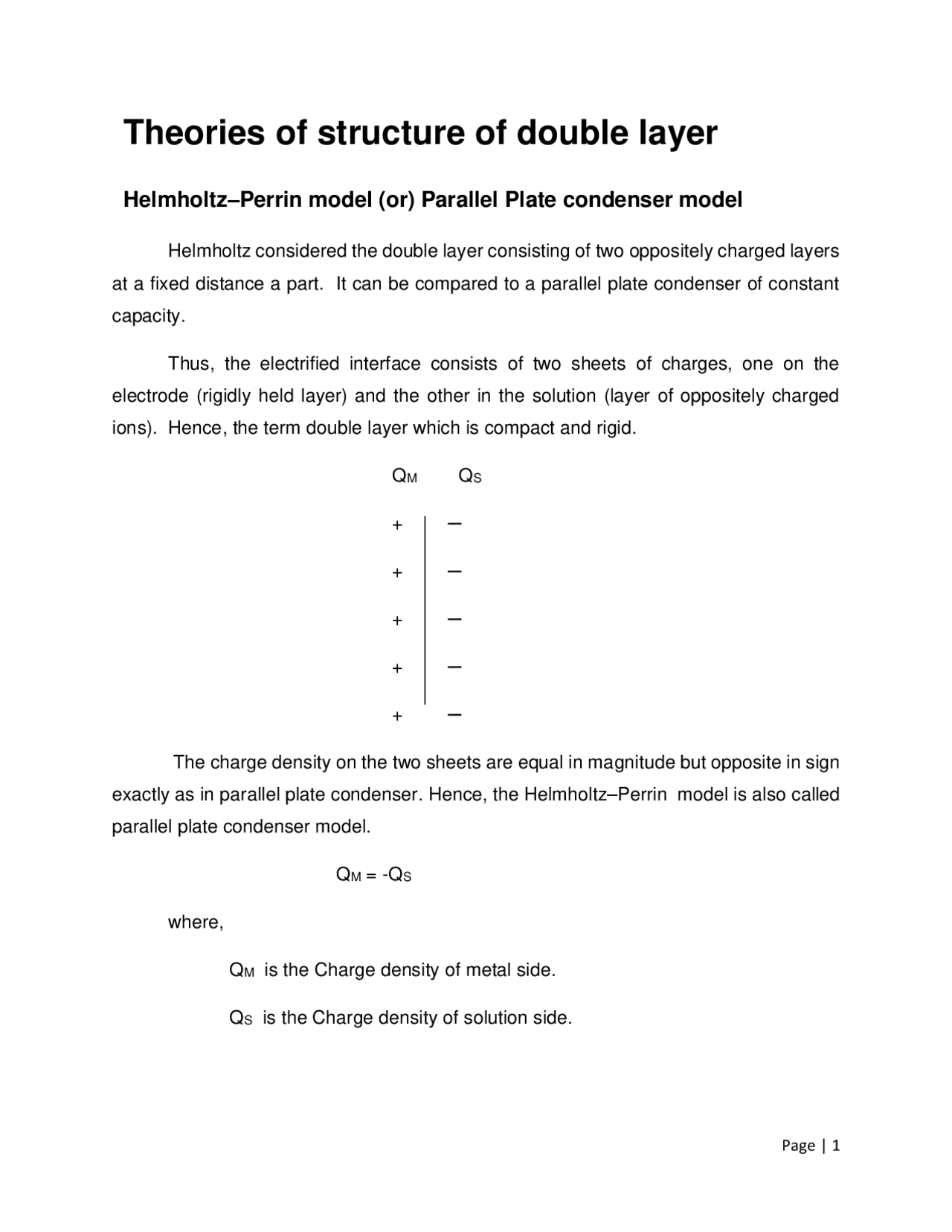 Helmholtz perrin model ,gouy chapman and stern model | Study notes ...