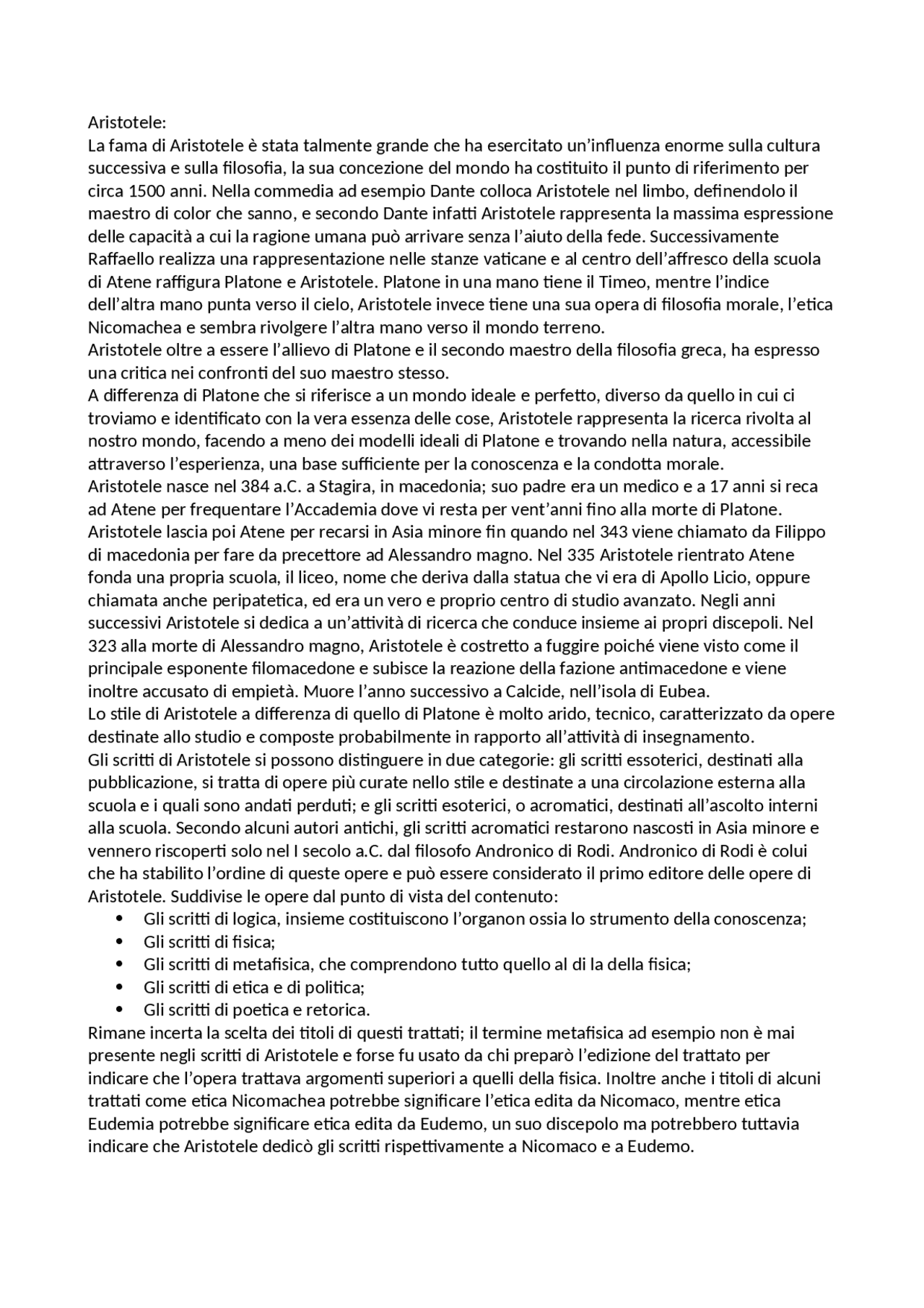 Aristotele opere vita e analisi Appunti di Filosofia Docsity