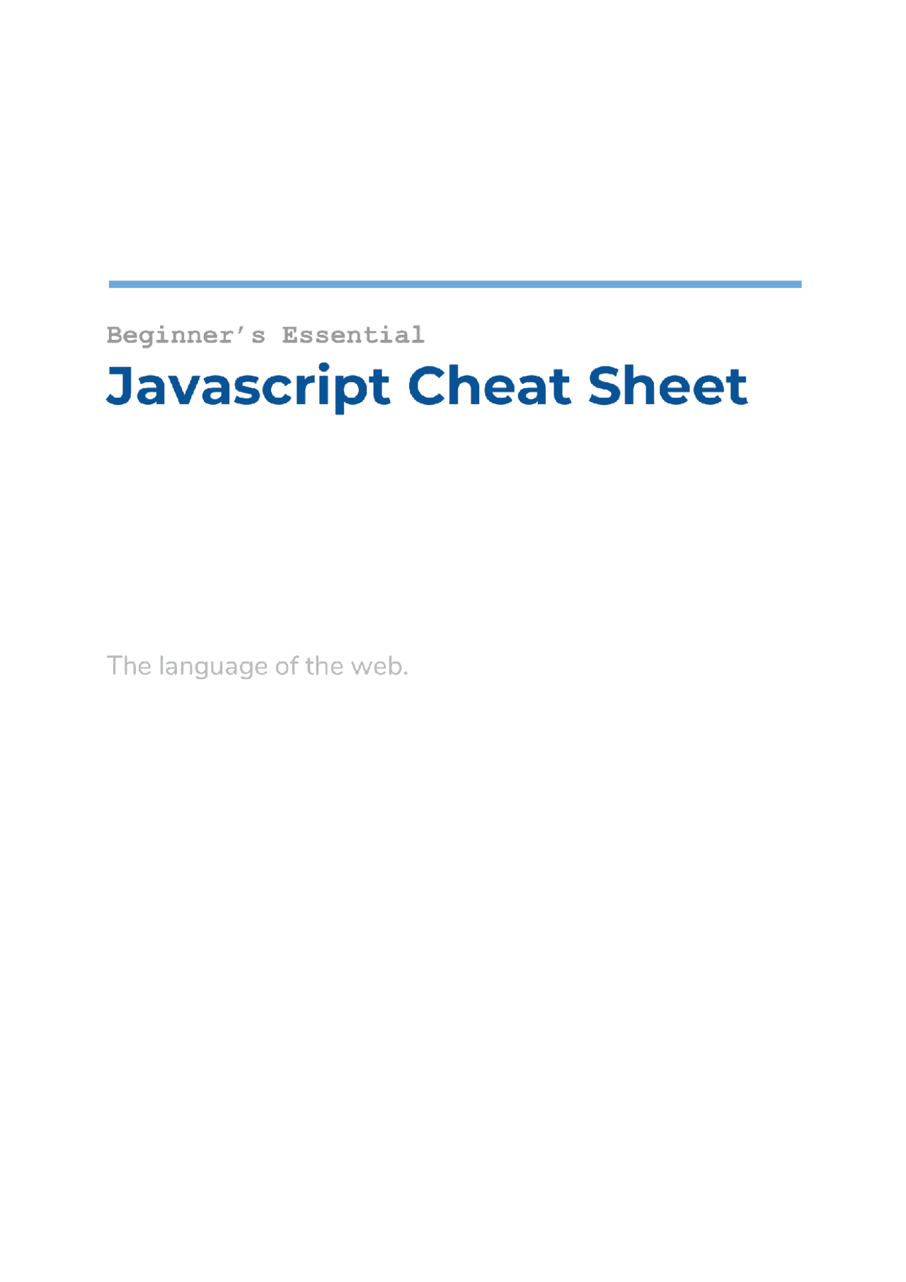 Javascript cheat sheet | Cheat Sheet Applications of Computer Sciences ...