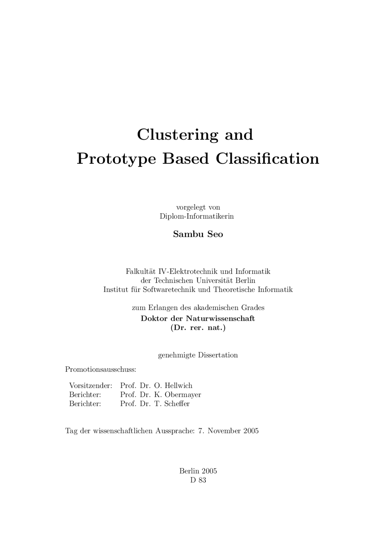 Learning Algorithms and Prototype-Based Classification | Schemes and ...