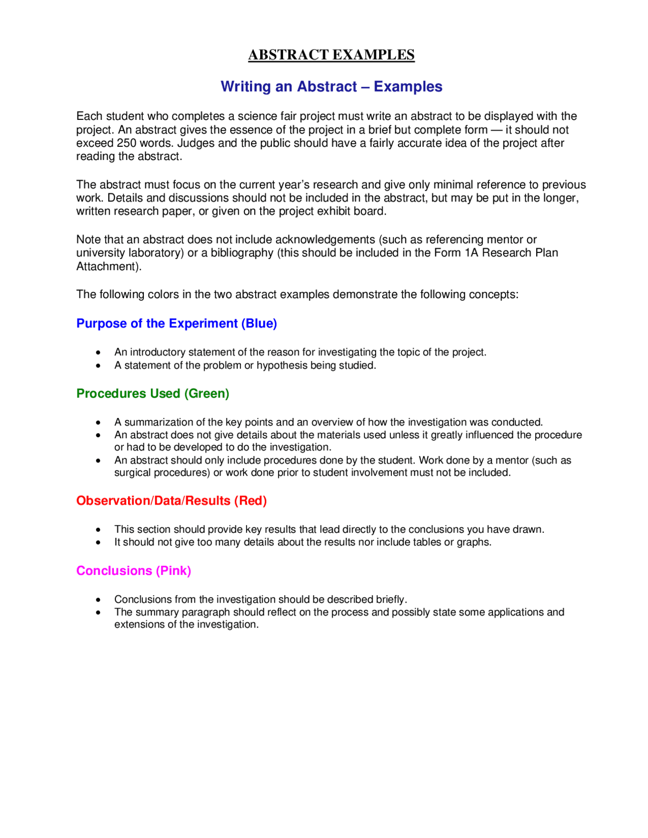 Abstract Examination Example ABSTRACT EXAMPLES | Study notes Science education | Docsity