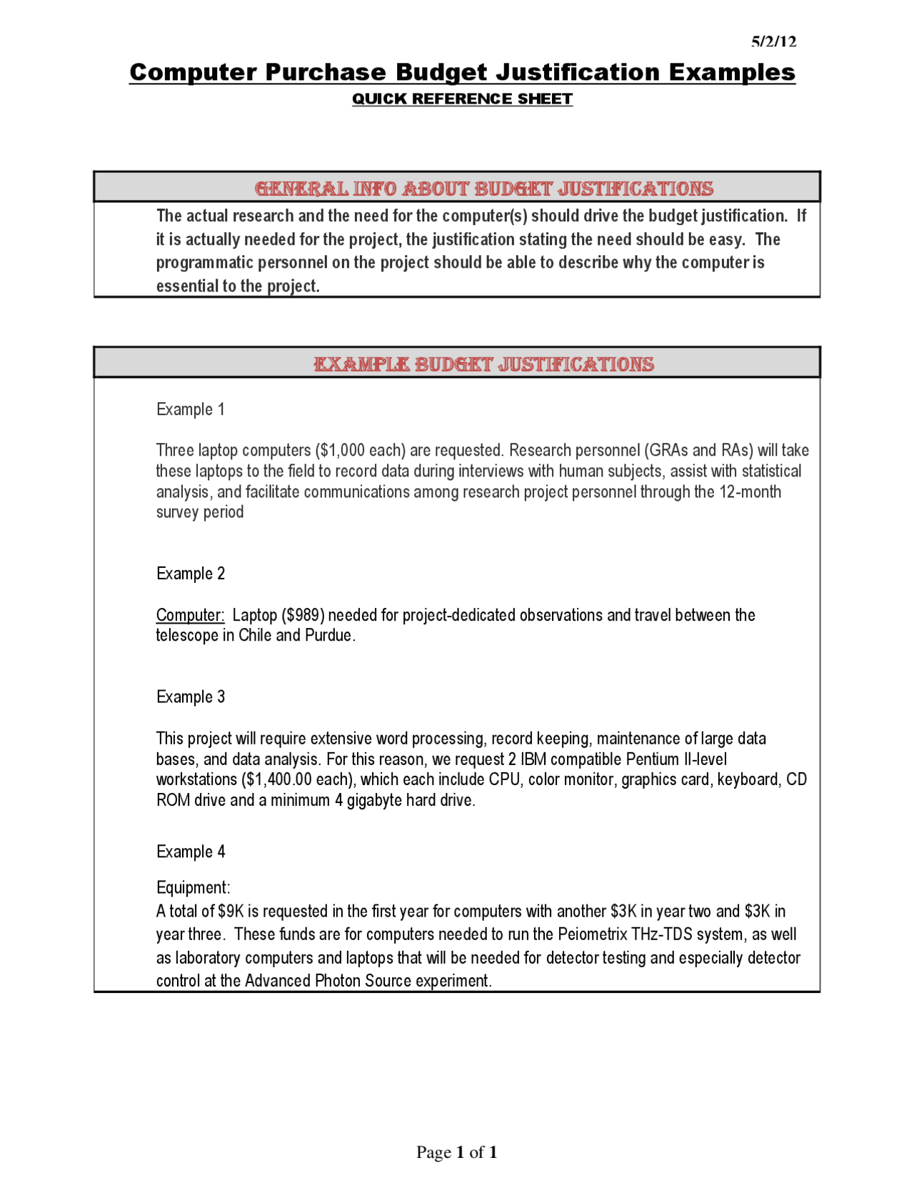 Computer Purchase Budget Justification Examples | Study notes Computer ...