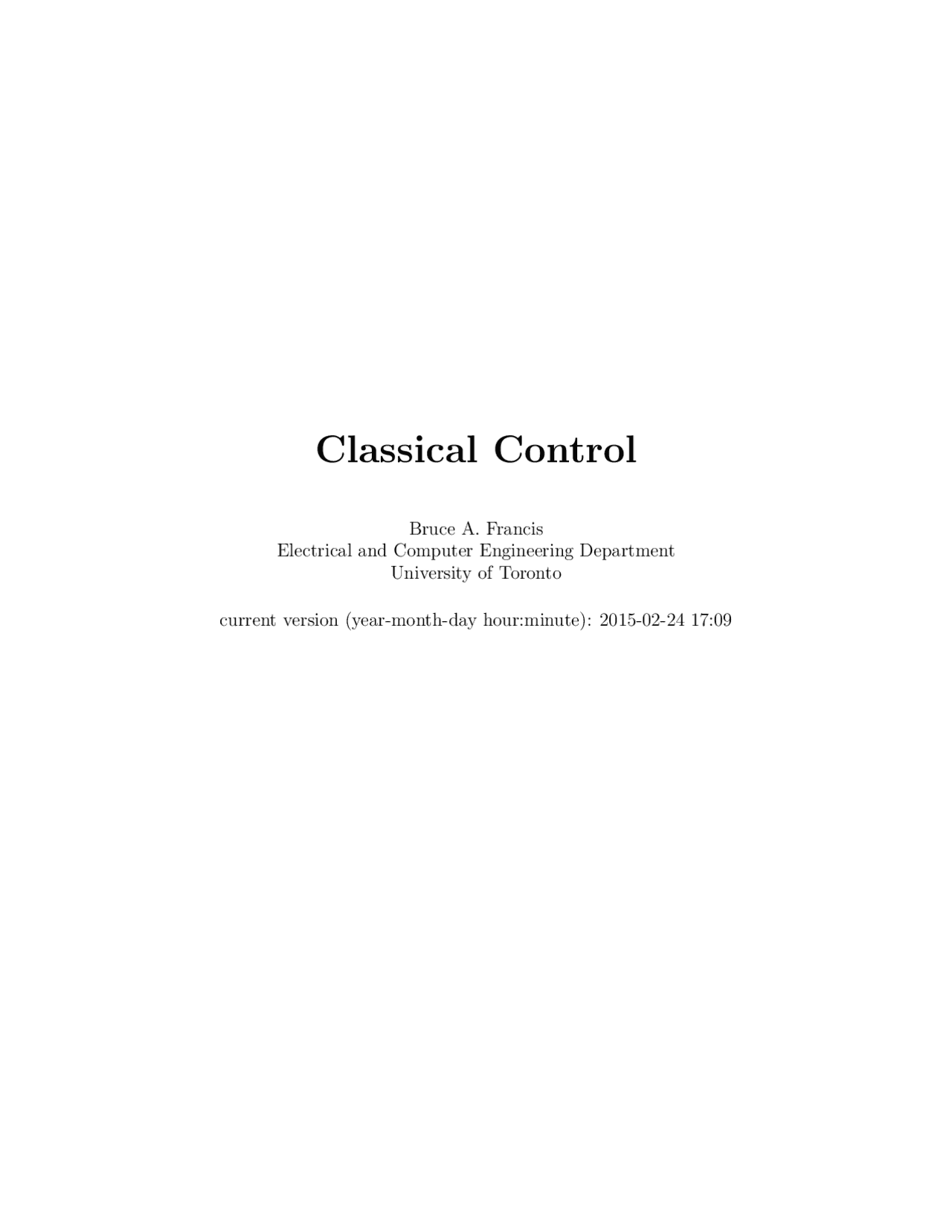 Classical Control | Lecture notes Control Systems | Docsity