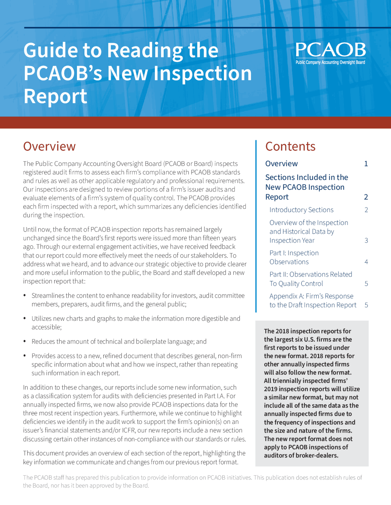 Guide to Reading the PCAOB's New Inspection Report Lecture notes
