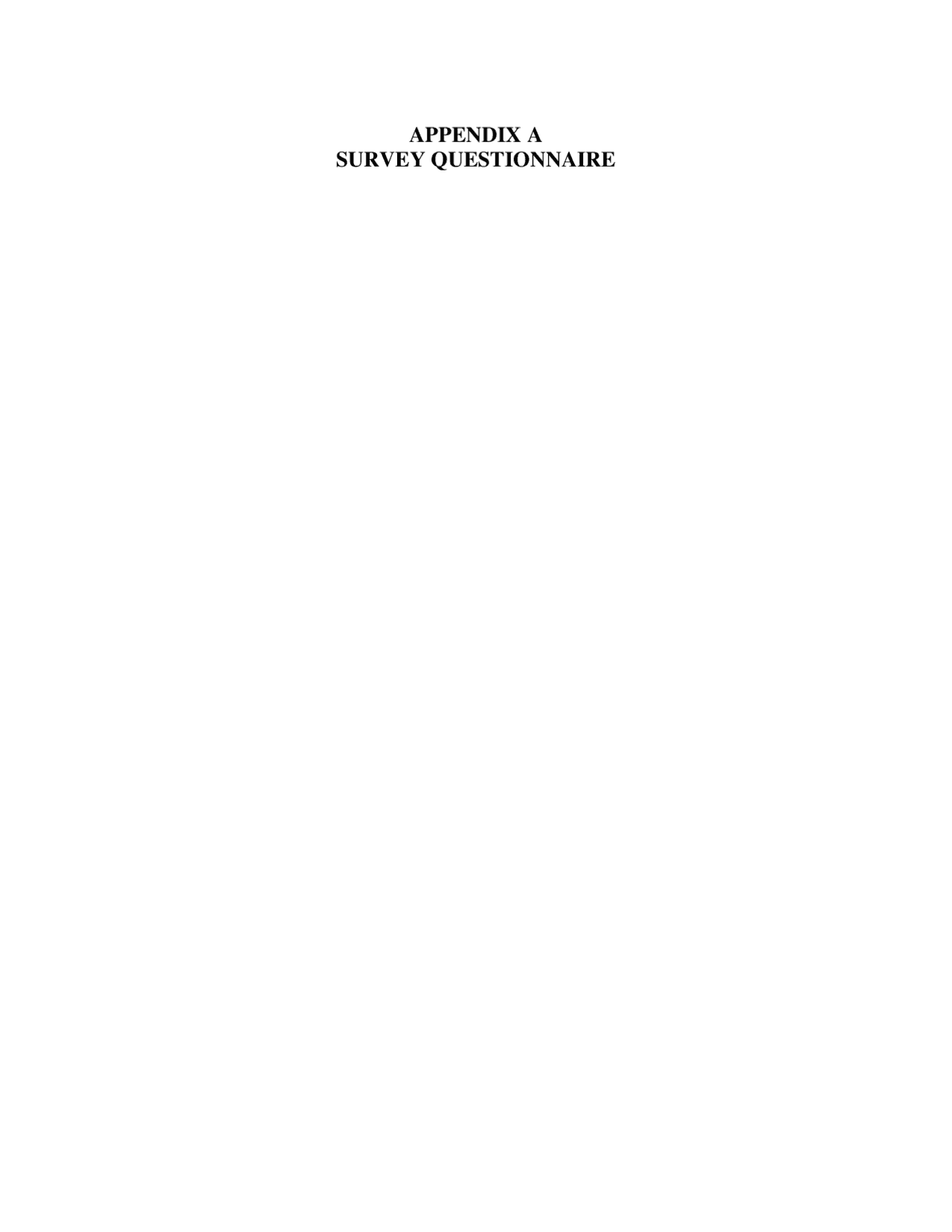 Appendix Questionnaire Sample APPENDIX A SURVEY QUESTIONNAIRE | Lecture notes Photography | Docsity