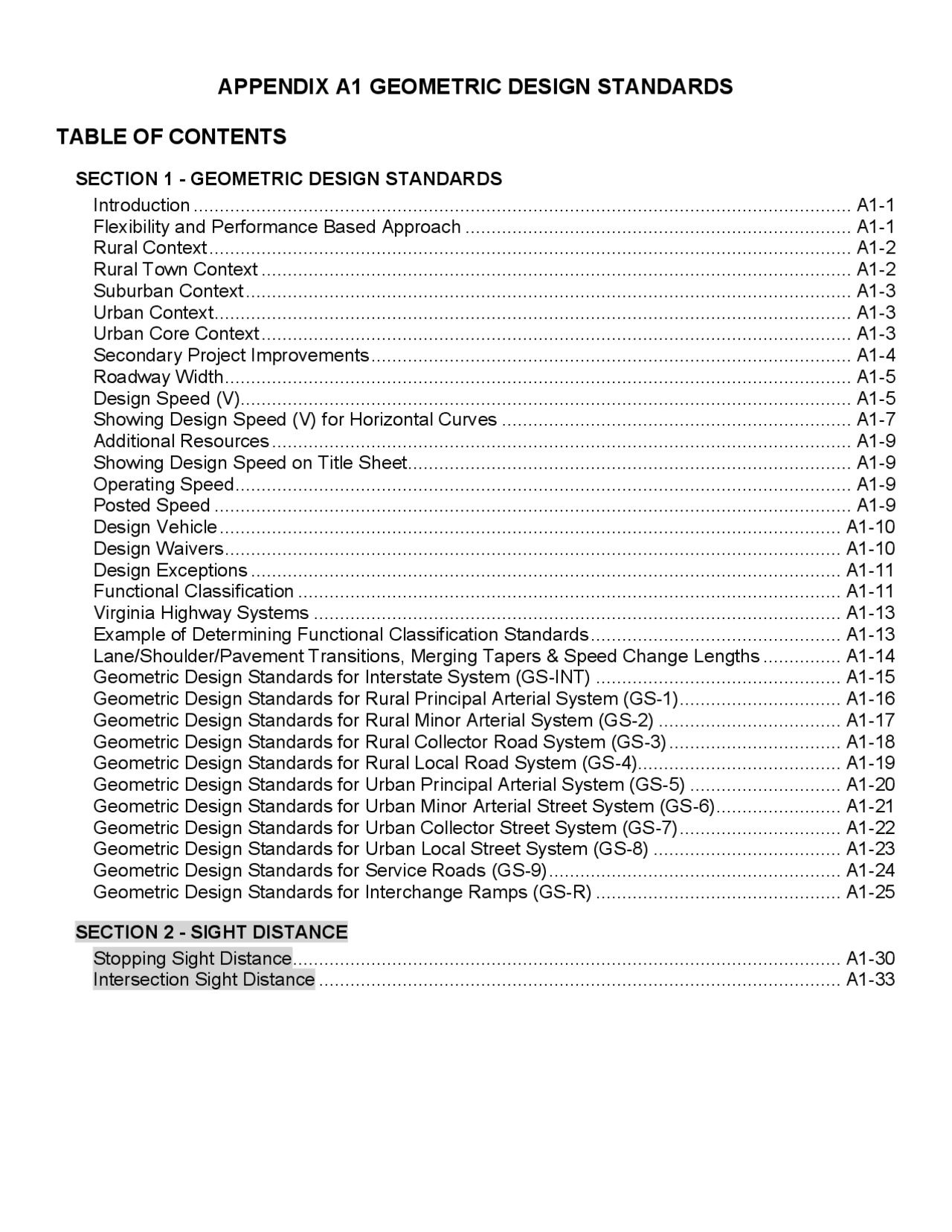 Appendix Standard APPENDIX A1 GEOMETRIC DESIGN STANDARDS TABLE ... | Monografías, Ensayos ...