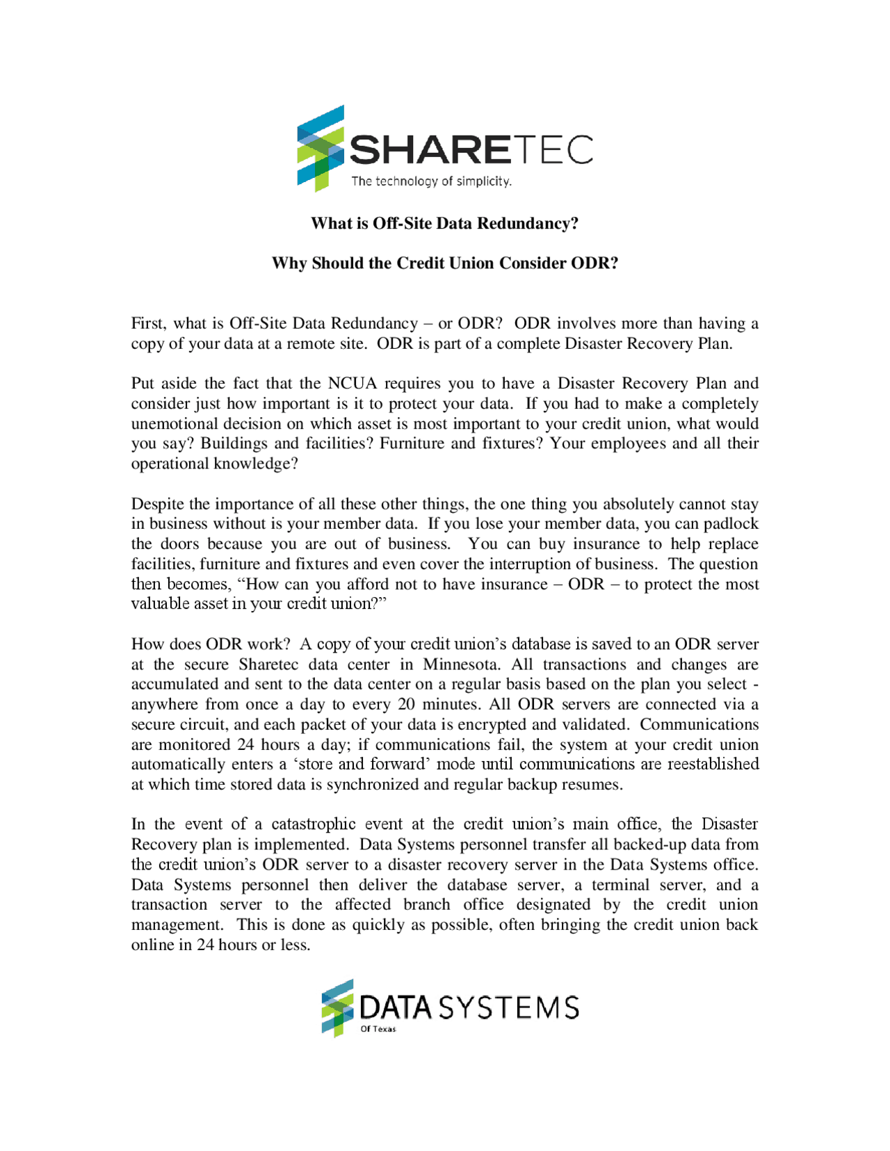 Redundancy Notes What is Off-Site Data Redundancy | Study notes Business - Docsity