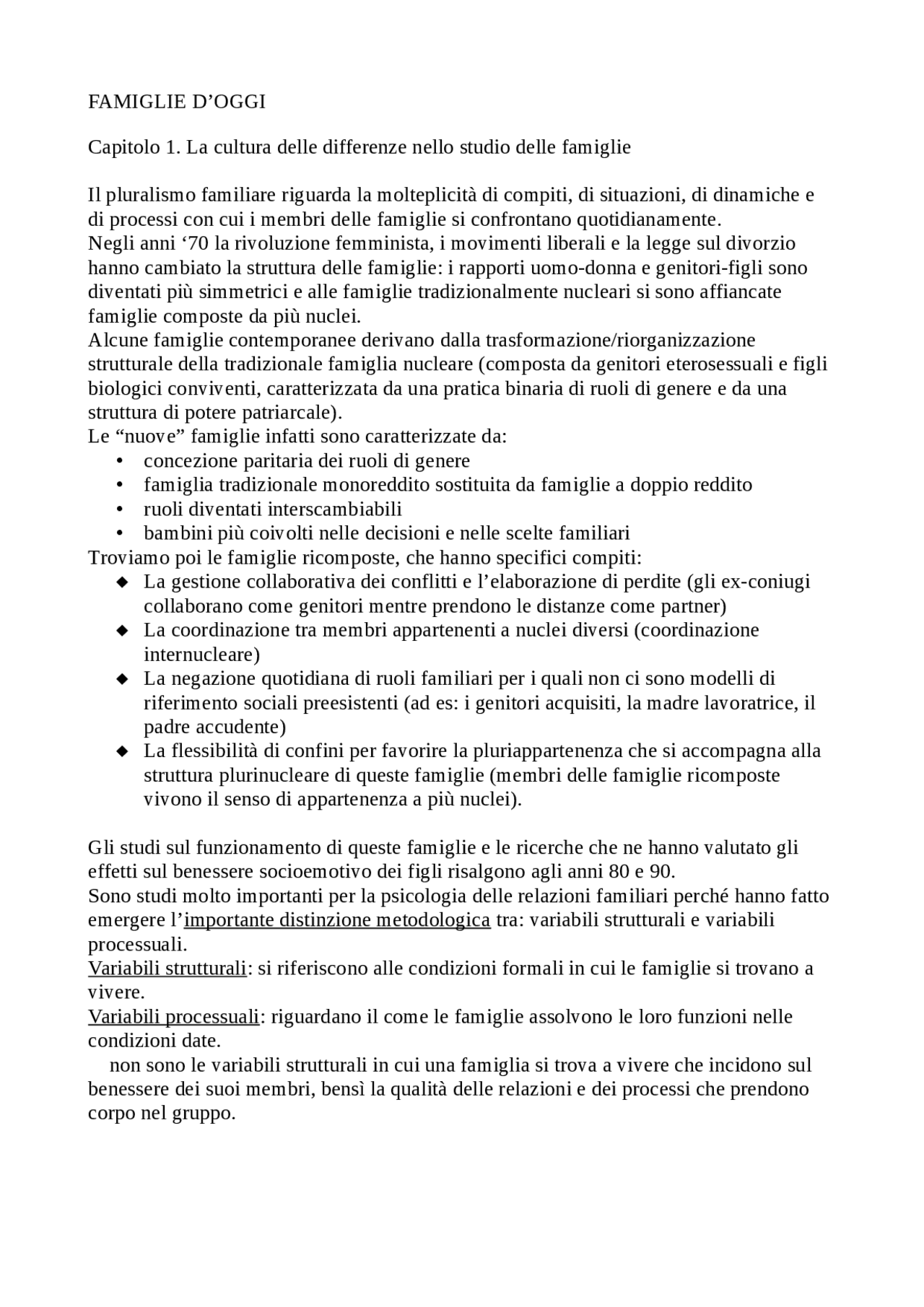Famiglie D oggi Fruggeri Appunti Di Psicologia Della Famiglia Docsity