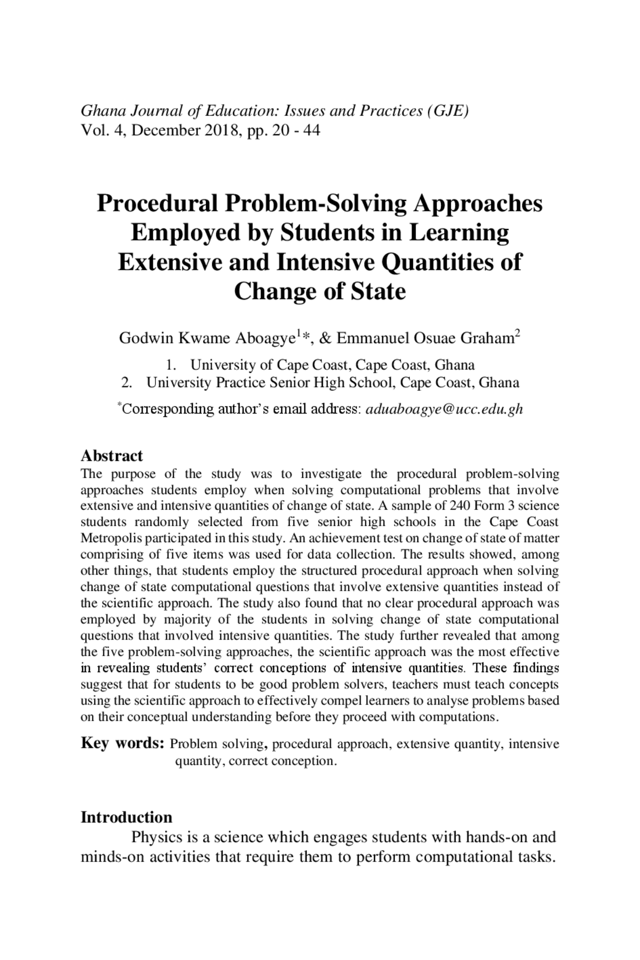 Procedural Problem-Solving Approaches Employed by ... | Study notes ...