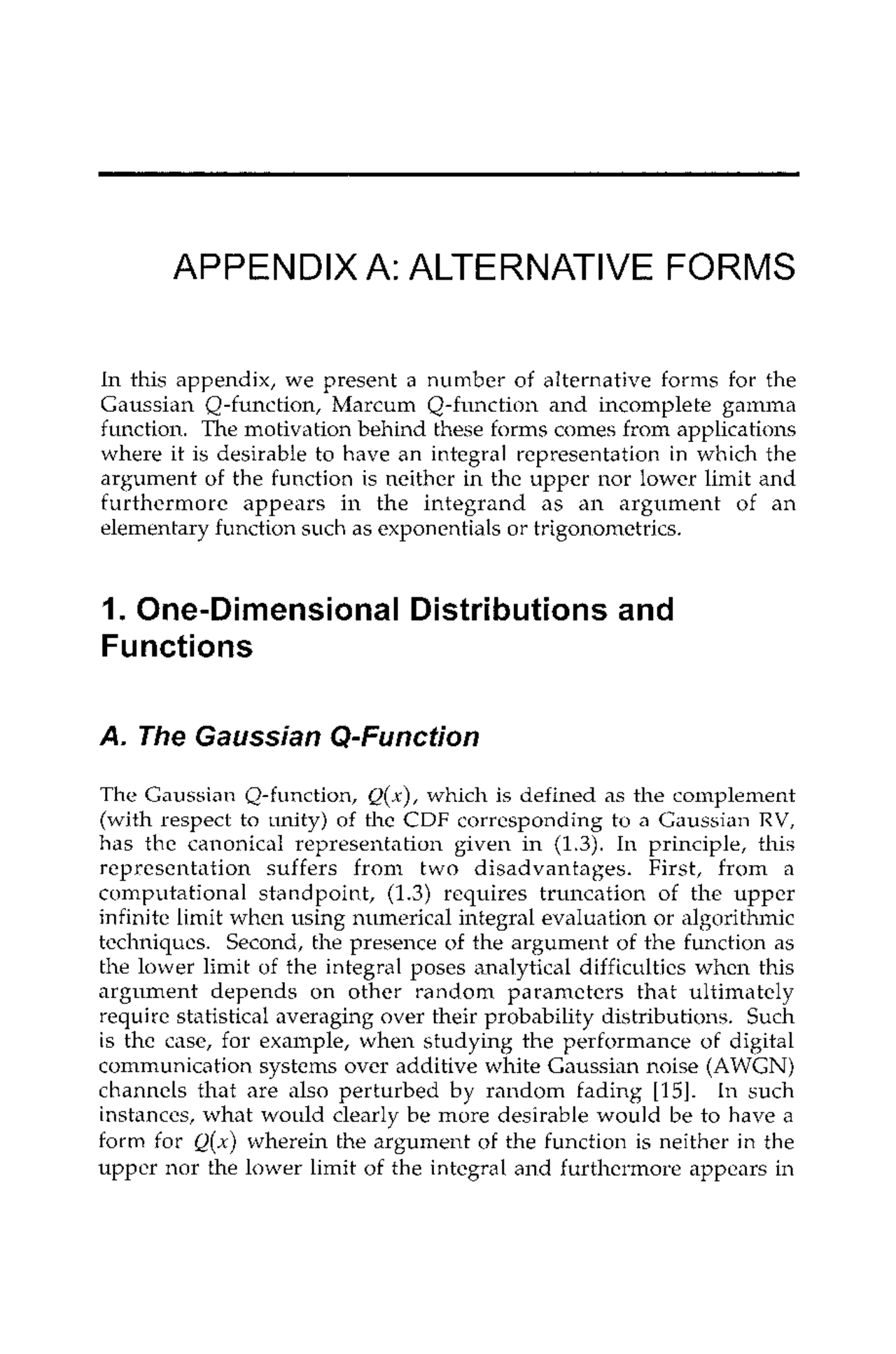 APPENDIX A: ALTERNATIVE FORMS | Study notes Statistics | Docsity