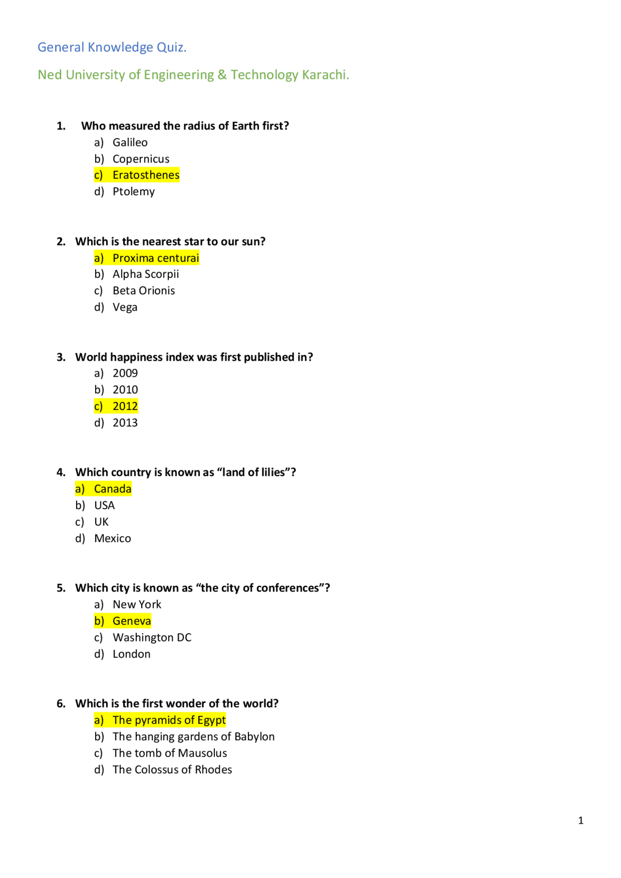 General Knowledge Q A Quizzes History Docsity General Knowledge Q A Quizzes History Docsity