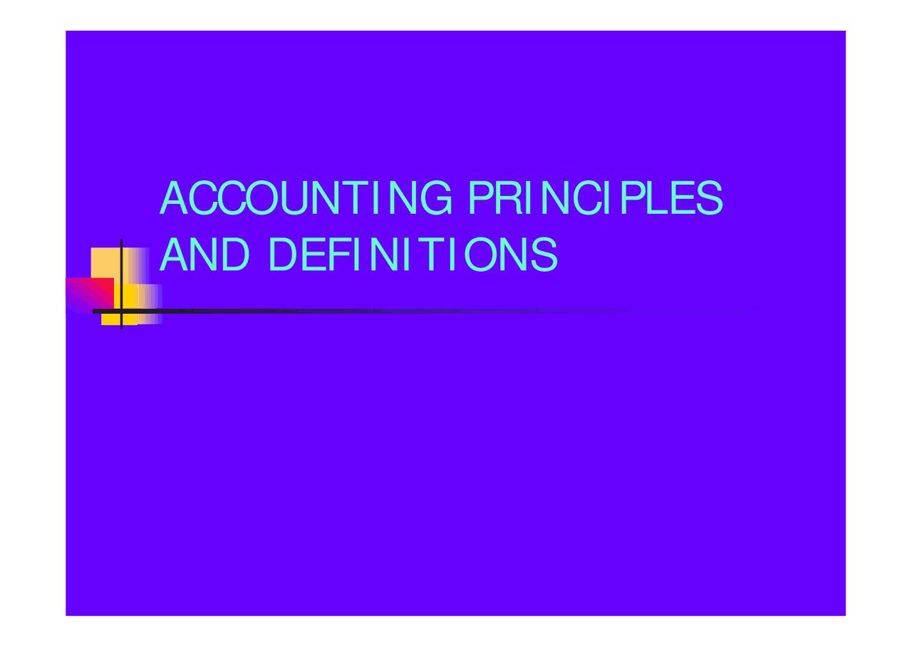 ACCOUNTING PRINCIPLES AND DEFINITIONS Study notes Accounting Docsity