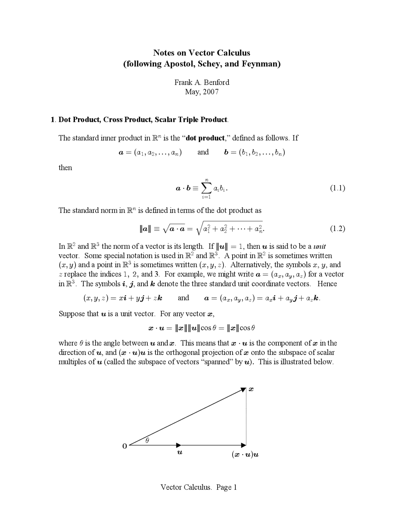 Vector calculus | Study notes Calculus | Docsity
