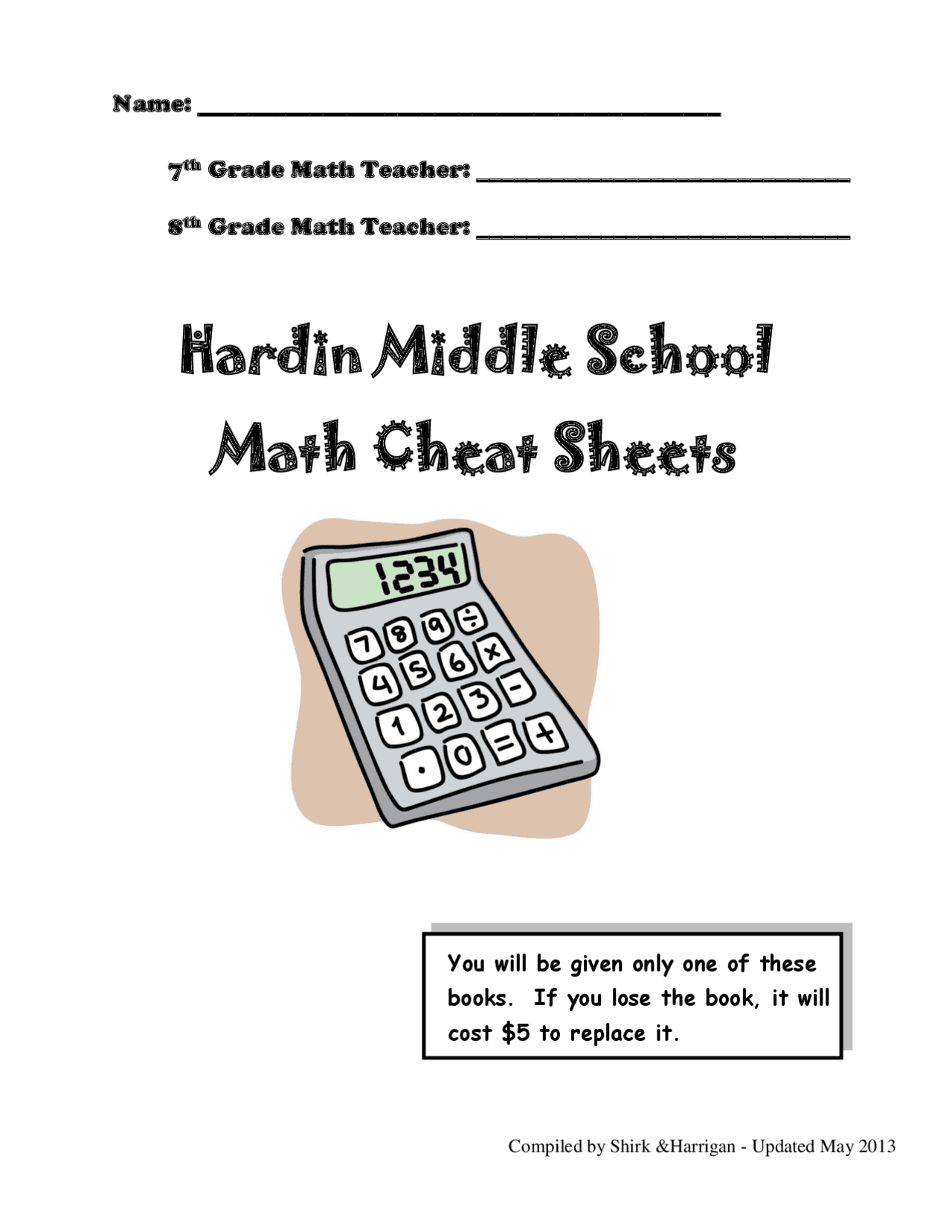 Hardin Middle School Math Cheat Sheets Study Notes Algebra Docsity