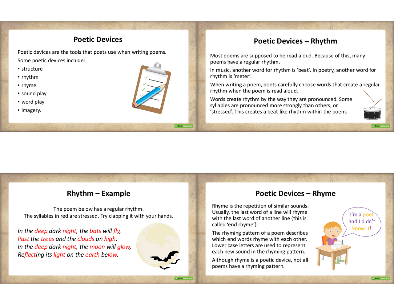 Rhythm Rhythm – Example Poetic Devices – Rhyme | Slides Poetry | Docsity