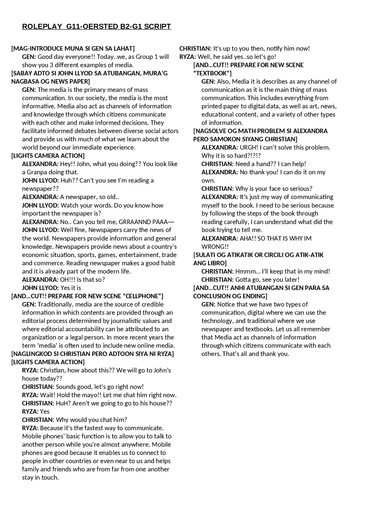 Literate Rp Examples MEDIA INFORMATION LITERACY ROLEPLAY | Summaries English | Docsity