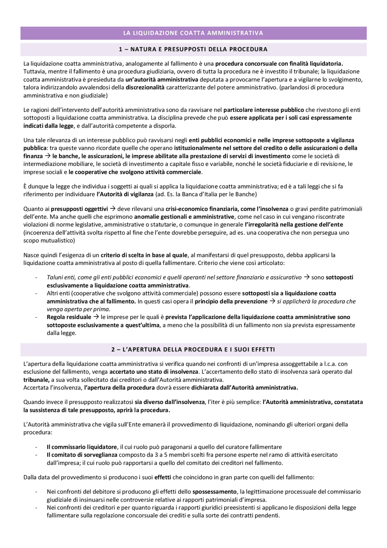 liquidazione coatta amministrativa e liquidazione giudiziale La liquidazione coatta amministrativa