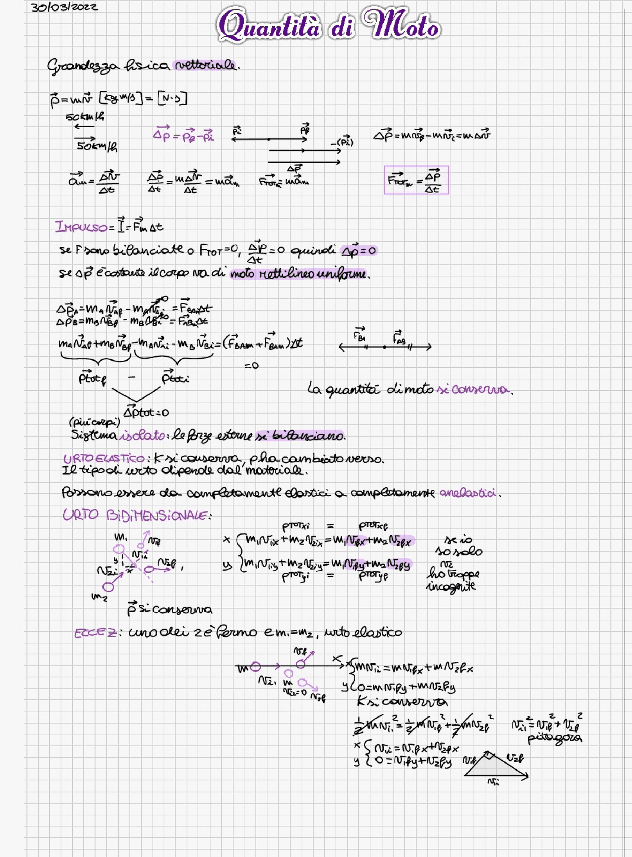 La quantità di moto e gli urti Appunti di Fisica Docsity