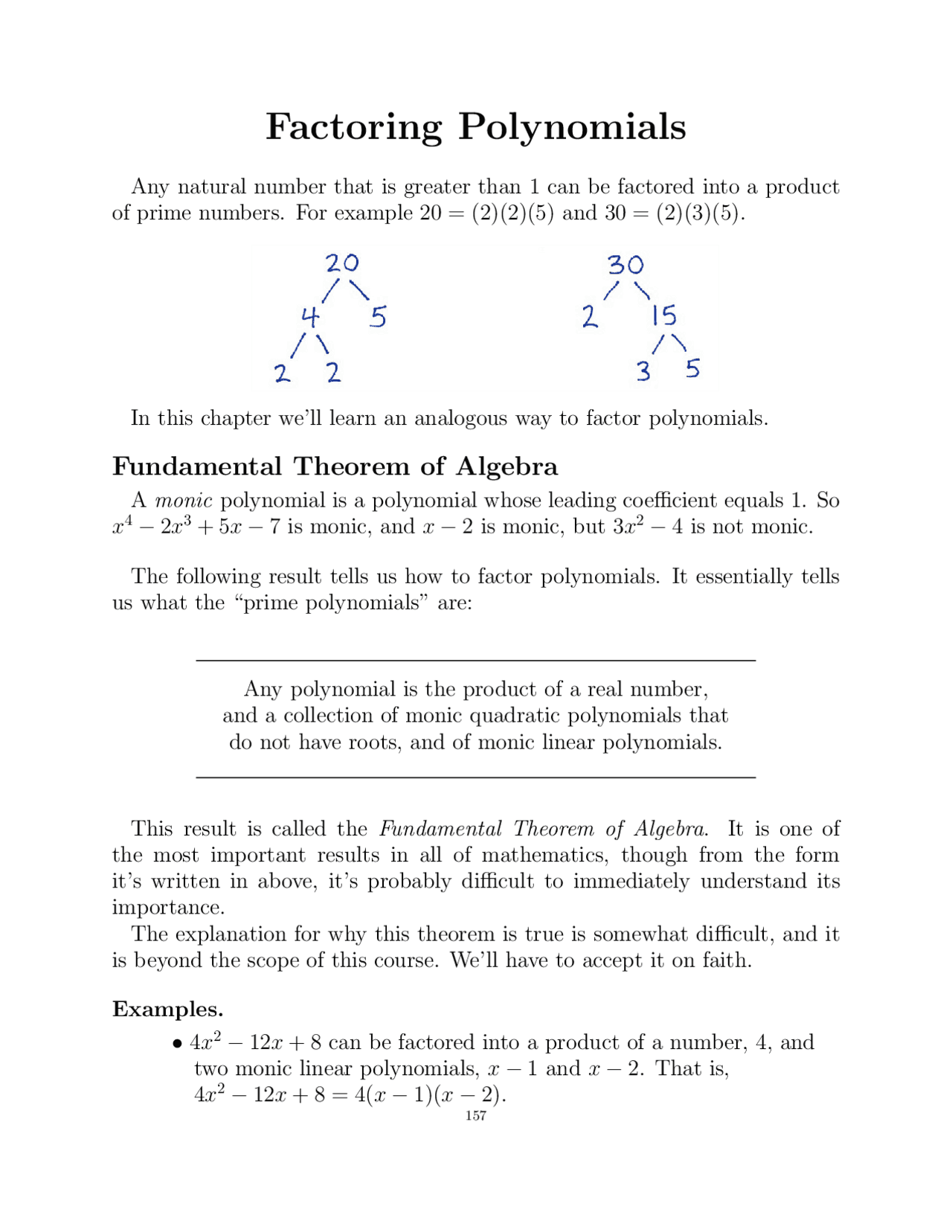 Factoring Polynomials | Study notes Algebra | Docsity