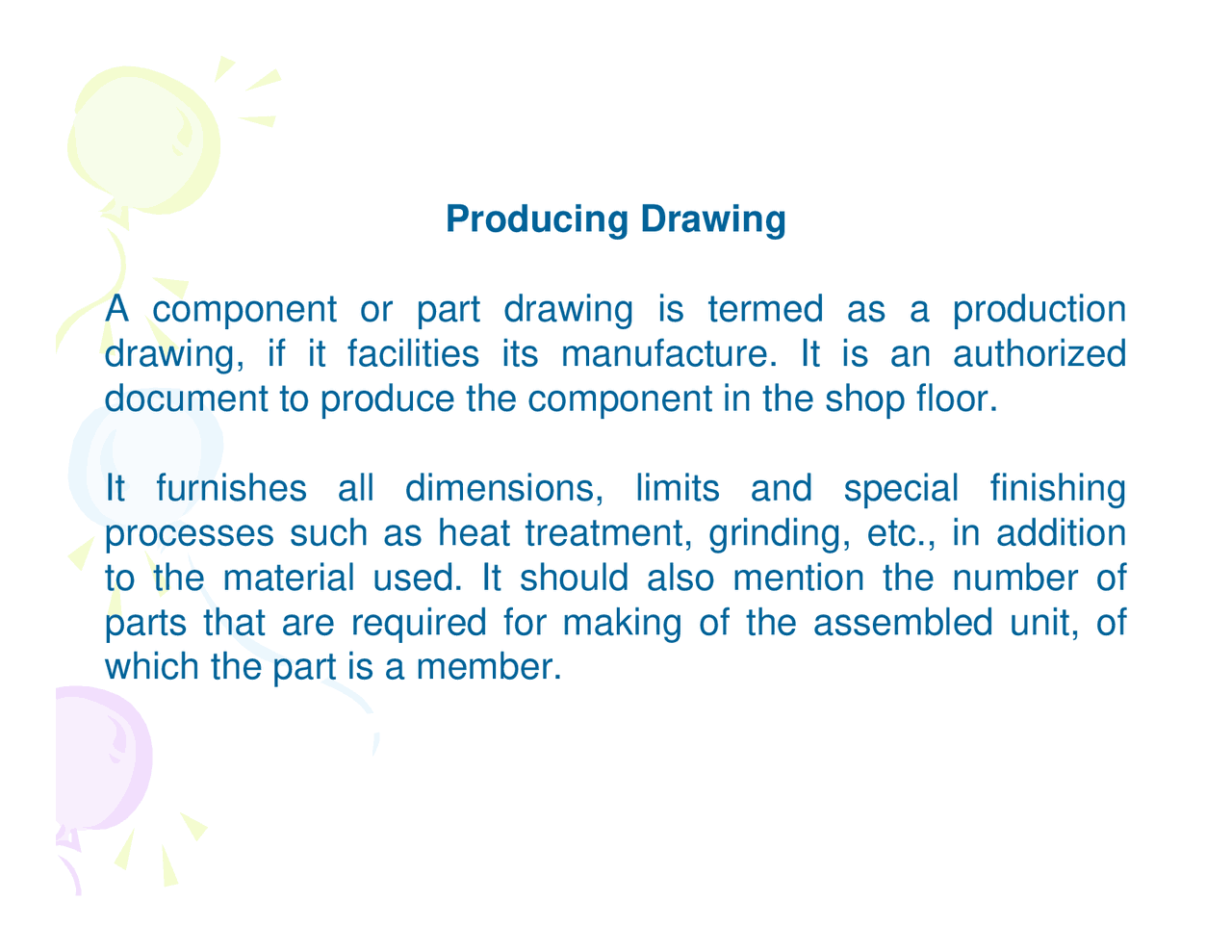 Production Drawing.pdf | Study Guides, Projects, Research Design | Docsity