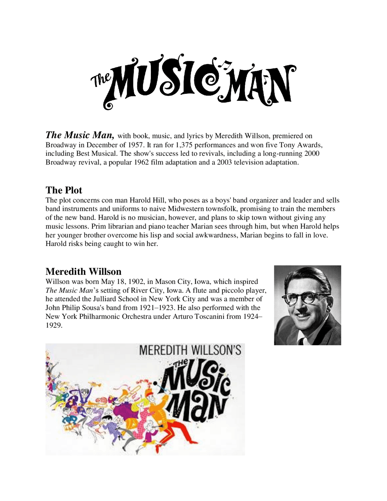 The Music Man: A Successful Broadway Musical by Meredith Willson ...