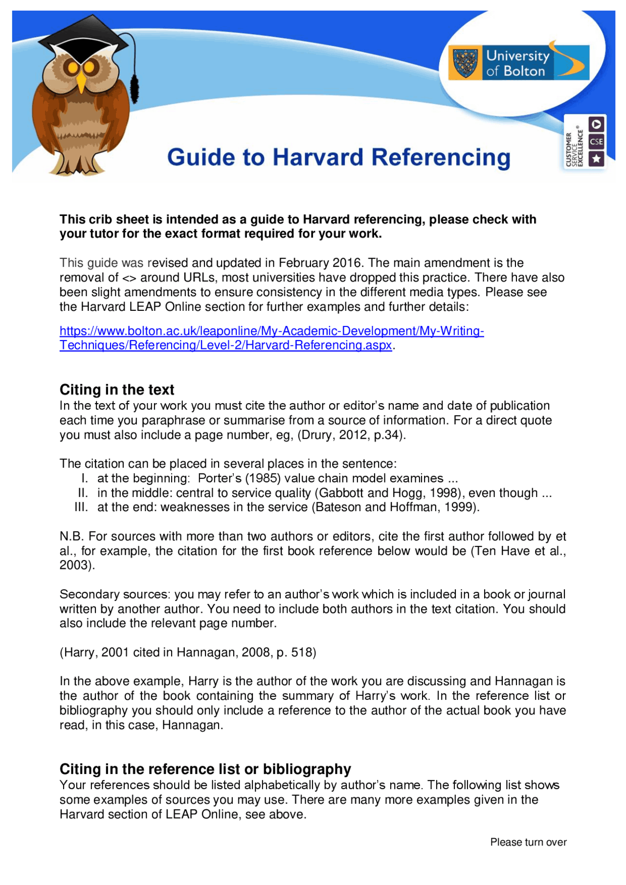 Harvard Referencing Short Version | Study notes Technical Writing | Docsity