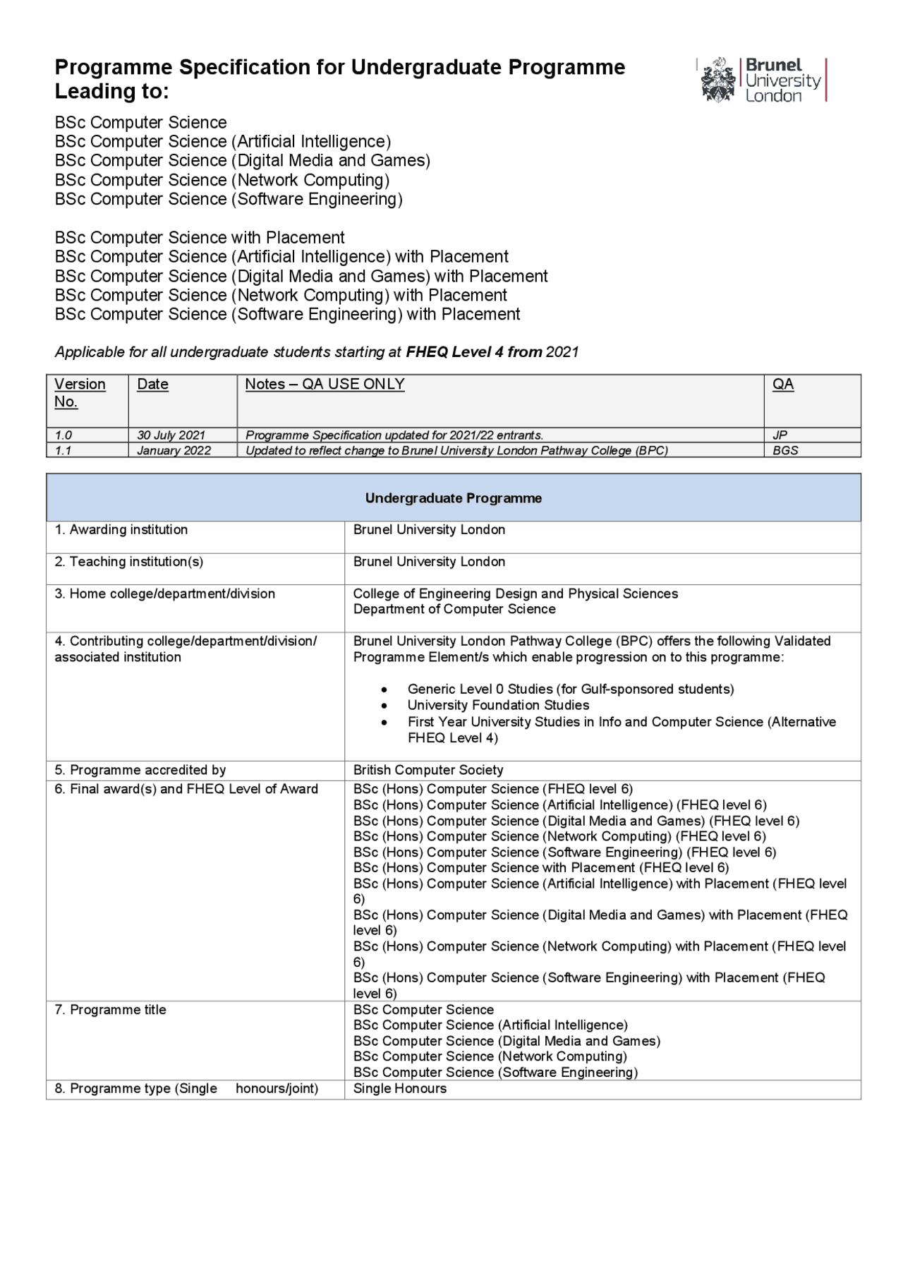 Bsc Cs Notes BSc Computer Science | Lecture notes Computer Science | Docsity