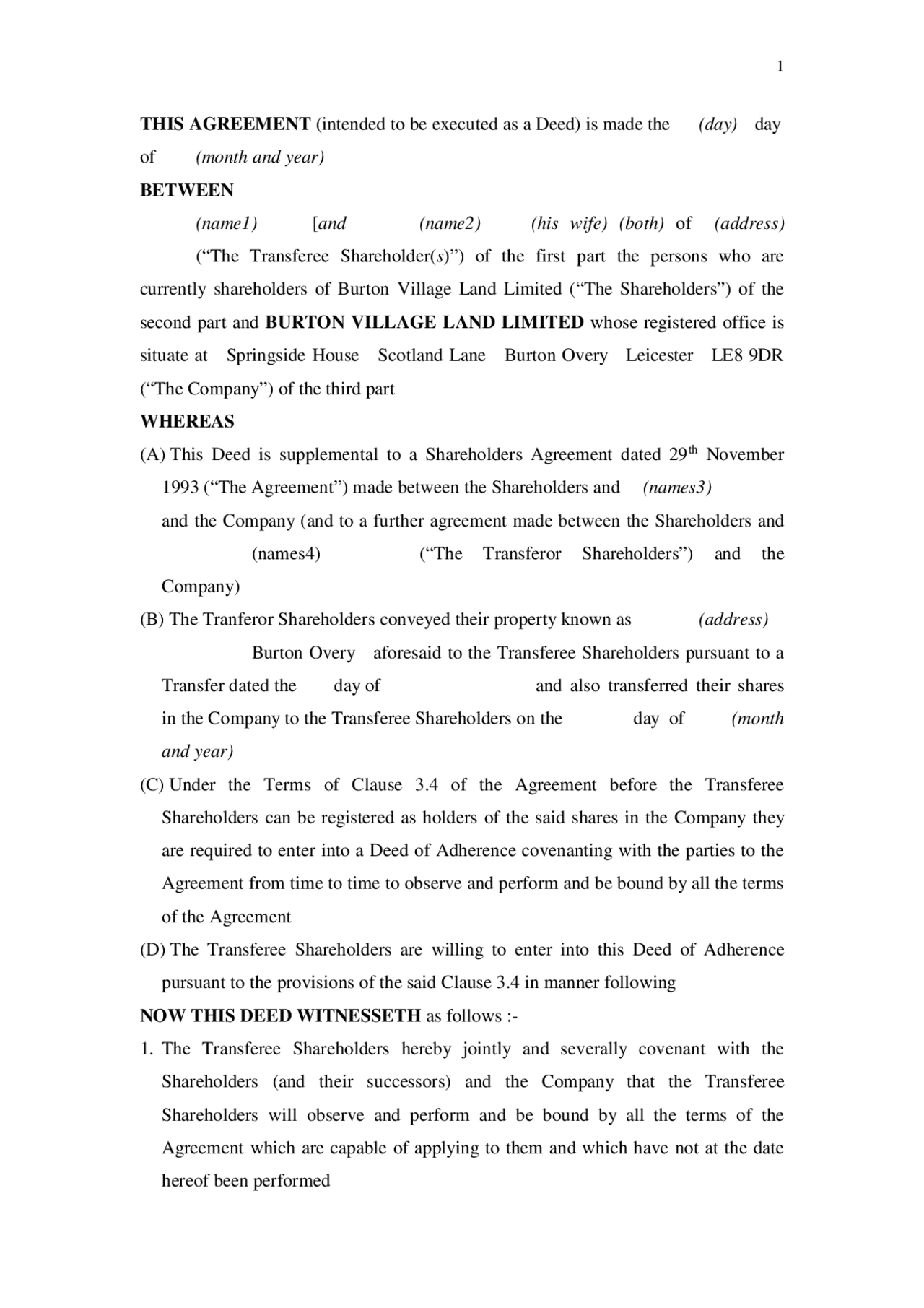 Blankdeedofadherencefortransfers.pdf Study notes Contract Law