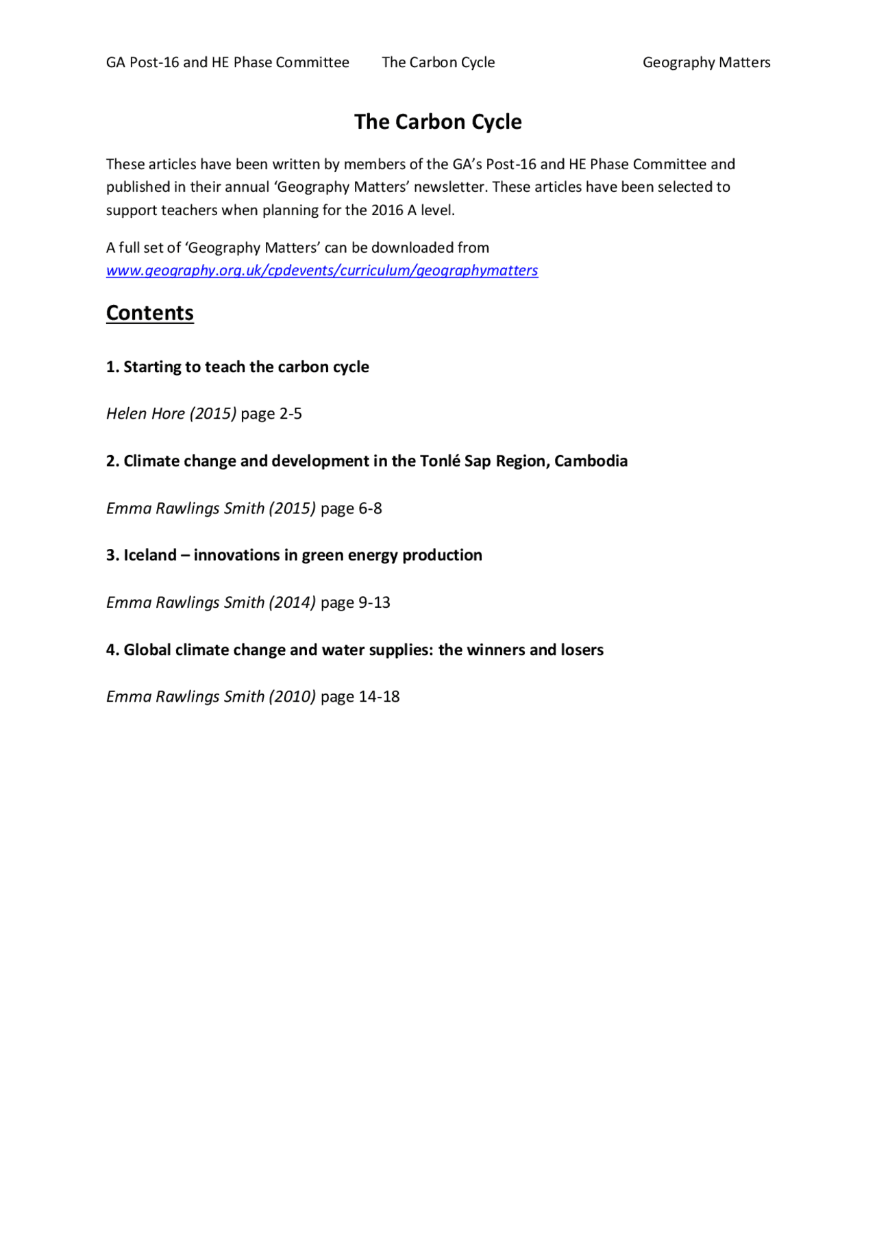 The Carbon Cycle | Study notes Geography - Docsity