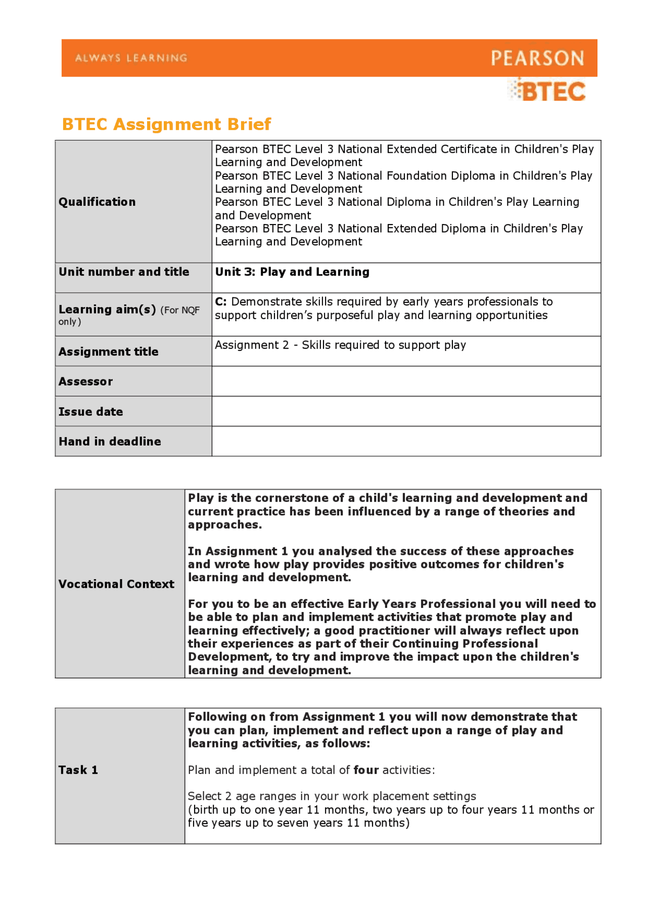 Btec Assignment BTEC Assignment Brief | Study Guides, Projects, Research Teaching ...