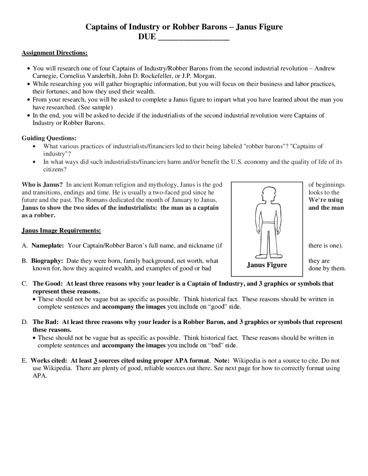 Captains of Industry or Robber Barons – Janus Figure DUE | Lecture ...
