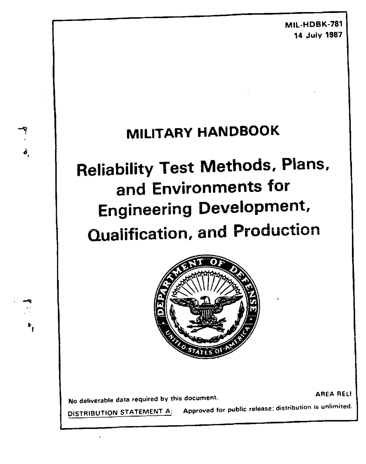 Mil Hardware Guide.pdf MIL-HDBK-781 | Study Guides, Projects, Research Engineering | Docsity