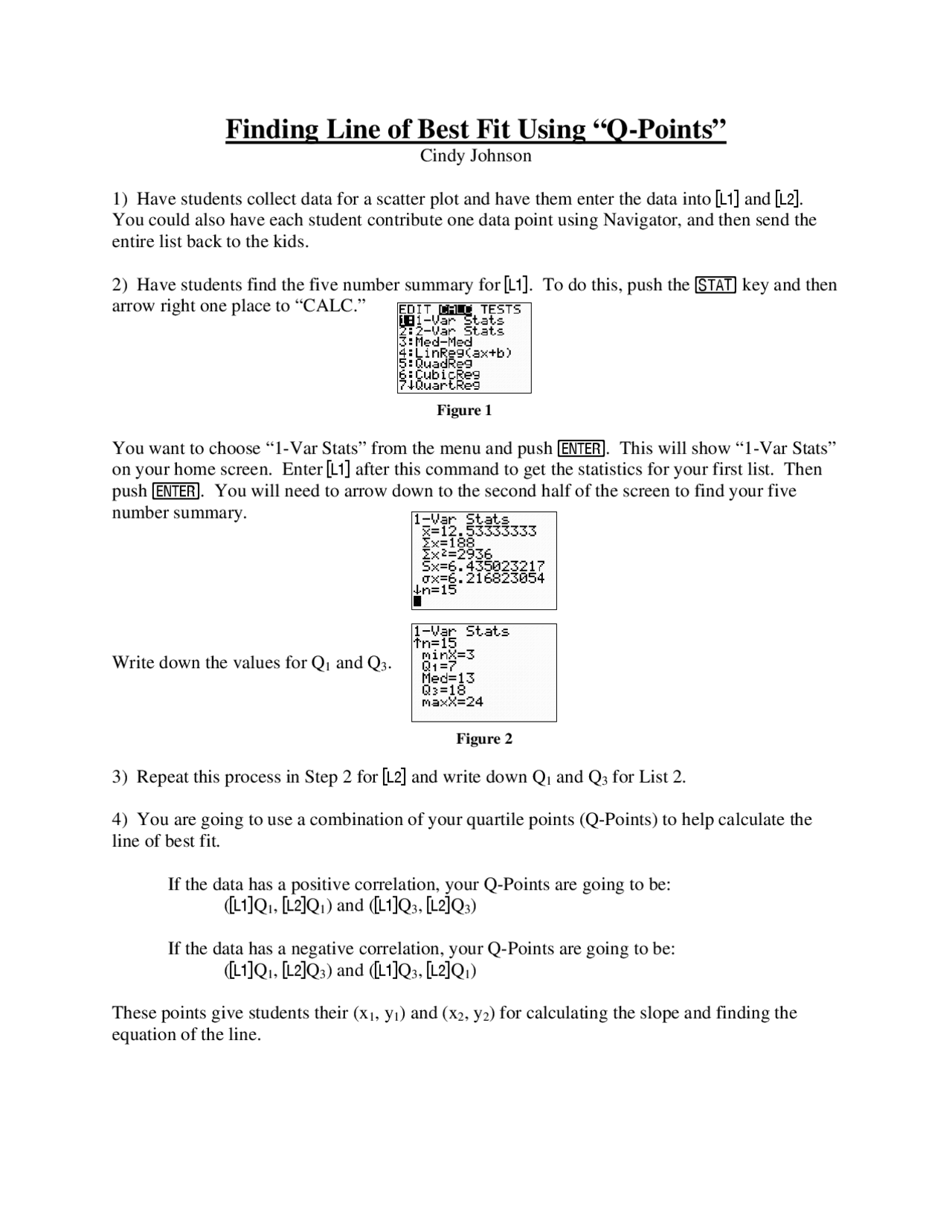 Q Point Checklist Finding Line of Best Fit Using “Q-Points” | Lecture notes Statistics ...