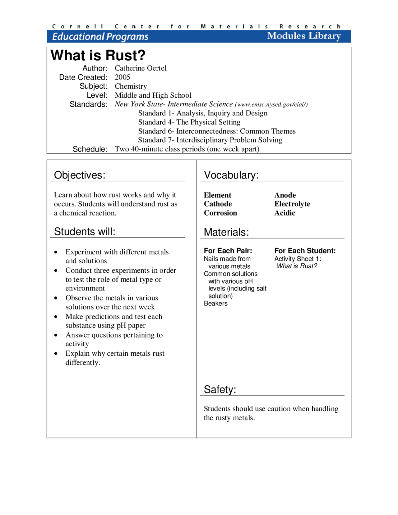 What-is-rust.pdf | Exercises Chemistry | Docsity