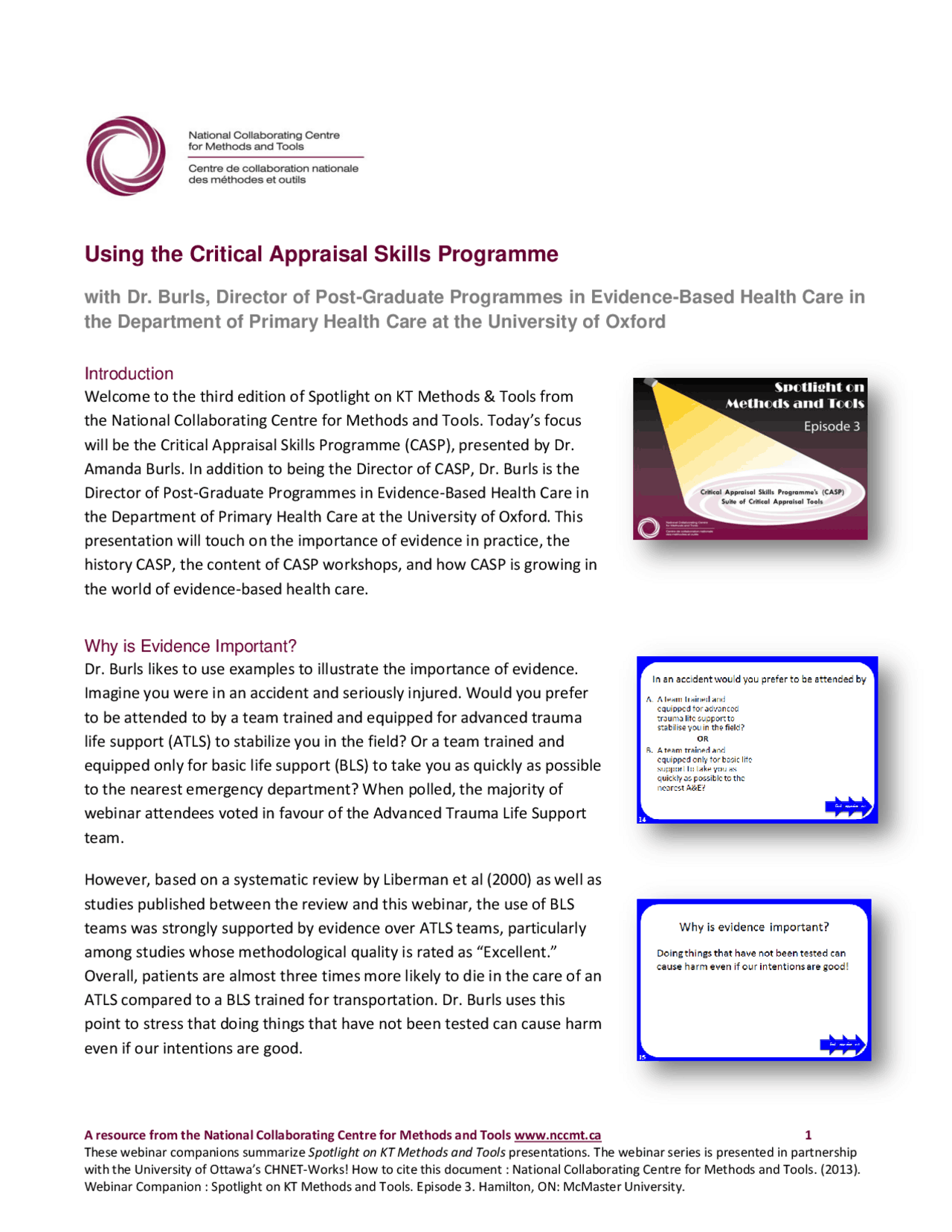 Using the Critical Appraisal Skills Programme | Study notes History ...